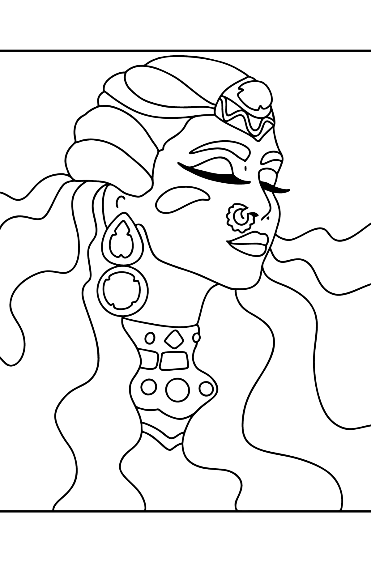 Beautiful face сoloring page - Coloring Pages for Kids