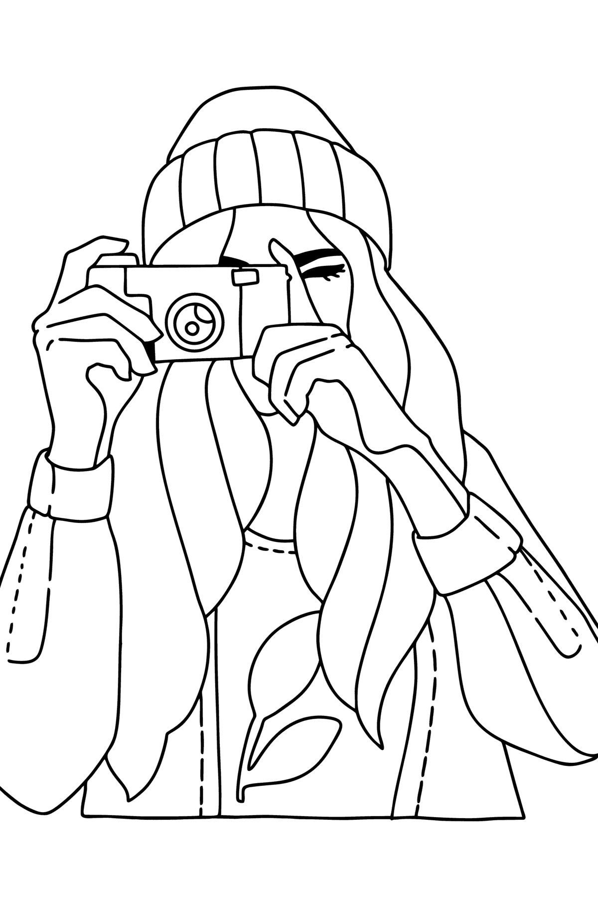 Girl photographer сoloring page - Coloring Pages for Kids