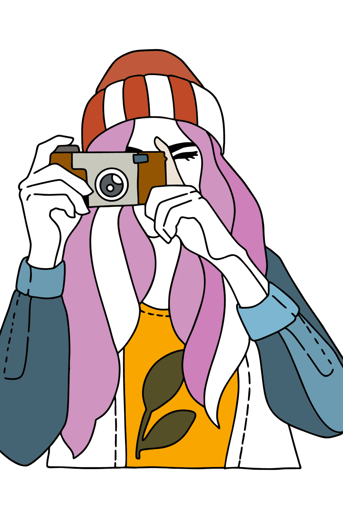 Fotós lány kifestő - Színező oldalak gyerekeknek