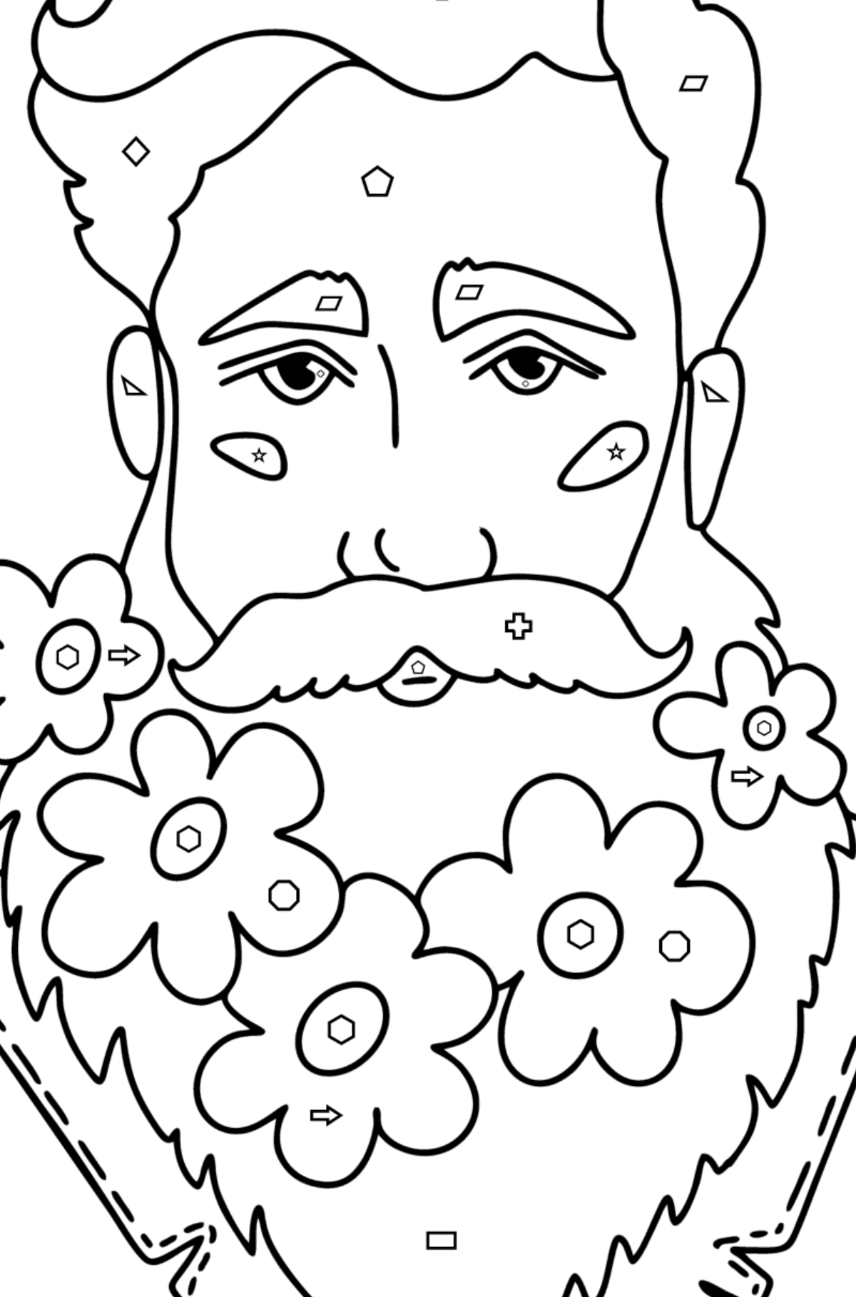 Young man with a beard сoloring page - Coloring by Geometric Shapes for Kids