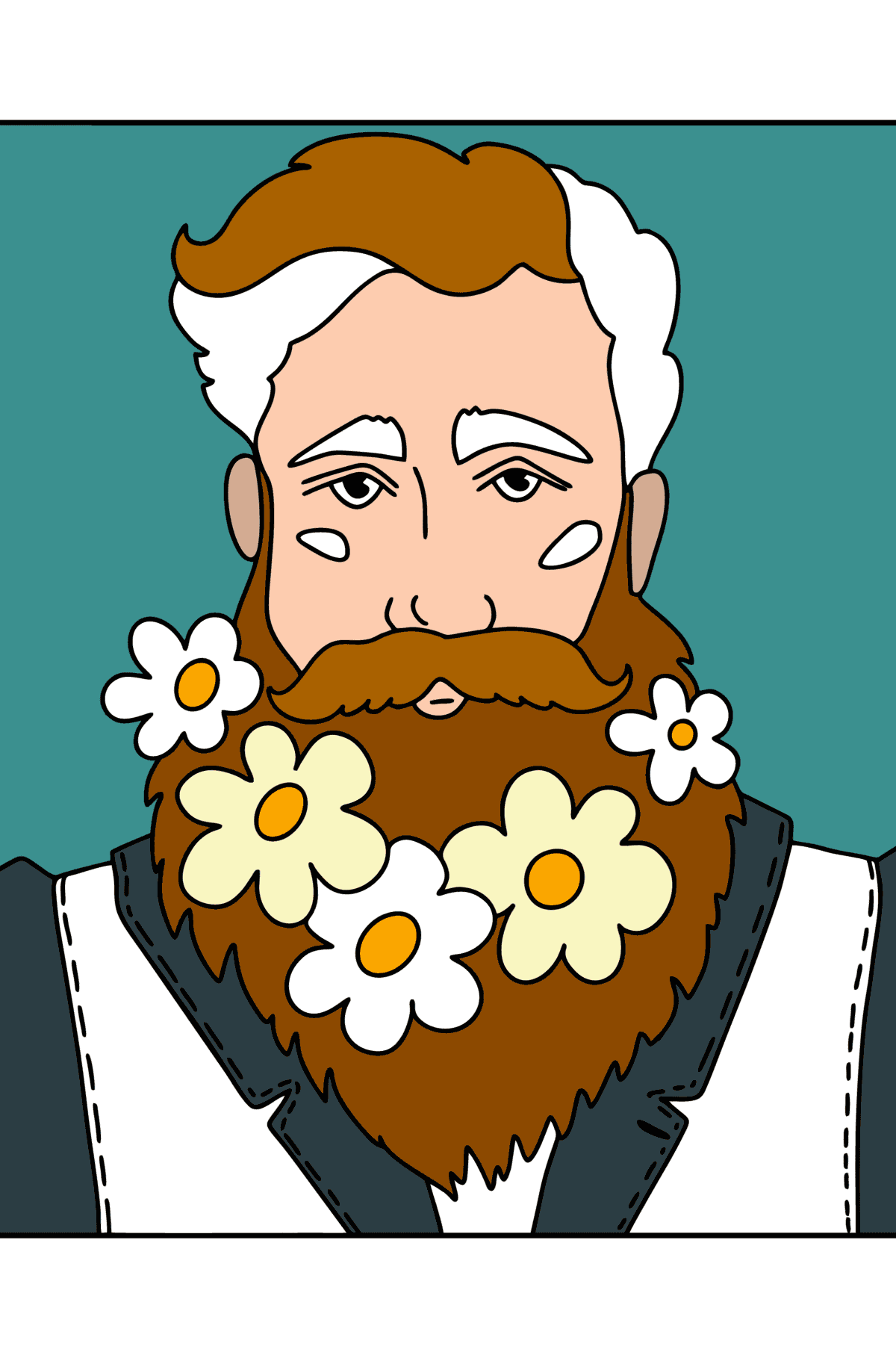 Раскраска молодой человек с бородой - Картинки для Детей