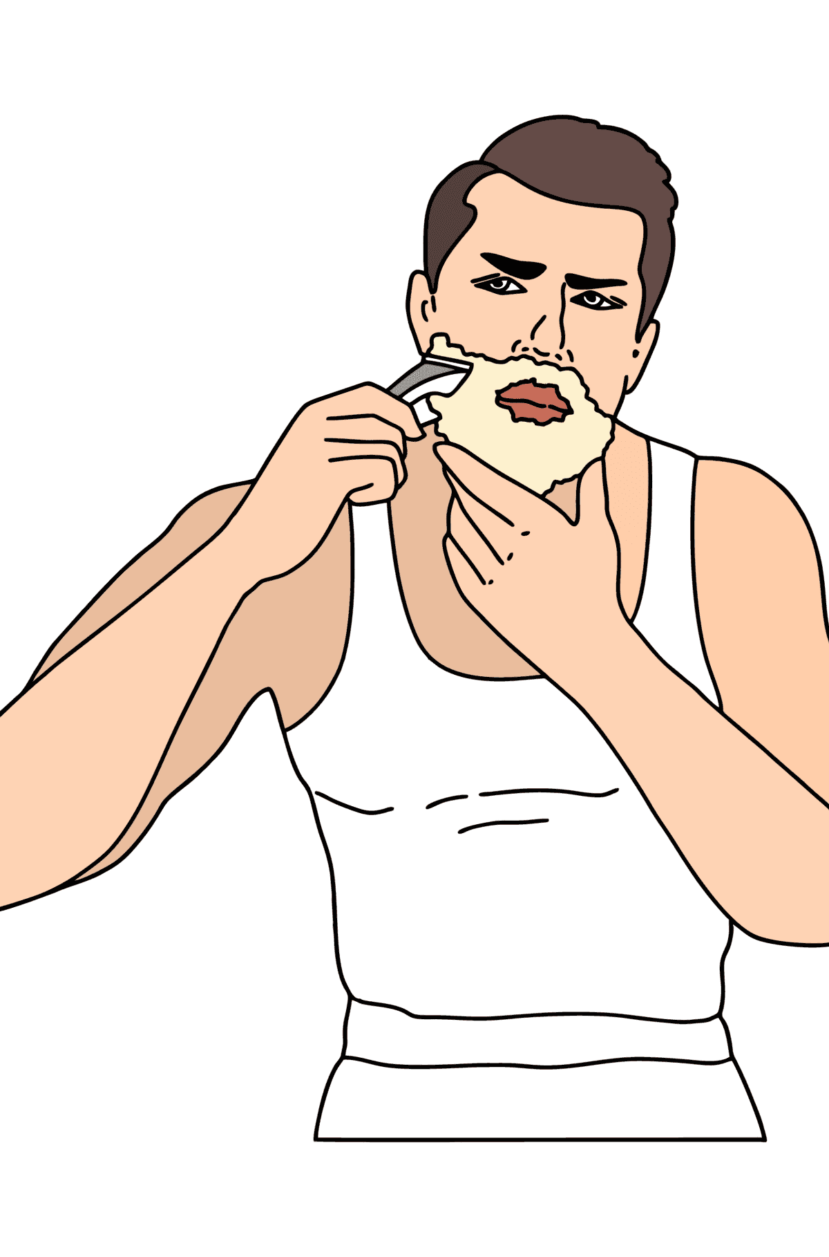 Раскраска мужчина бреется - Картинки для Детей