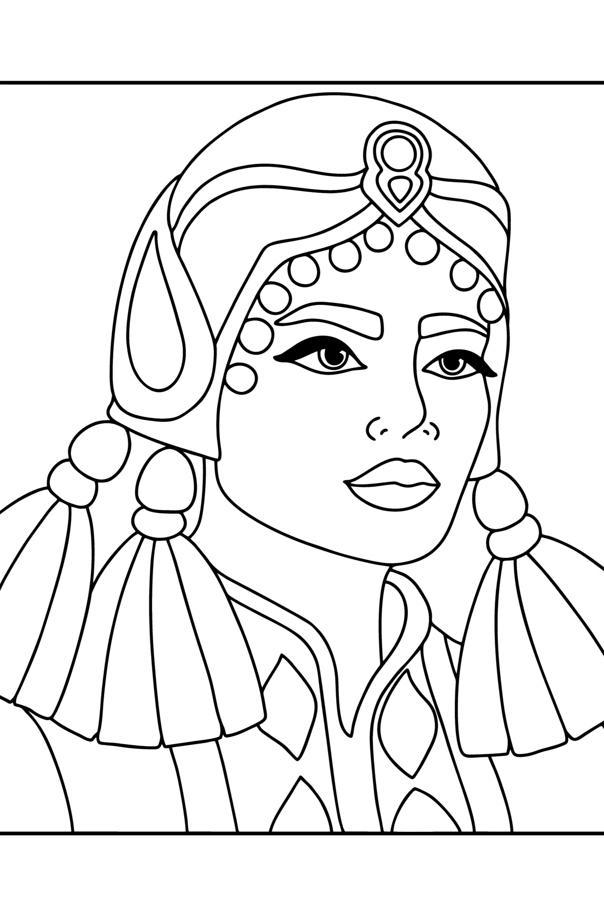 Beautiful girl portrait сoloring page - Coloring Pages for Kids