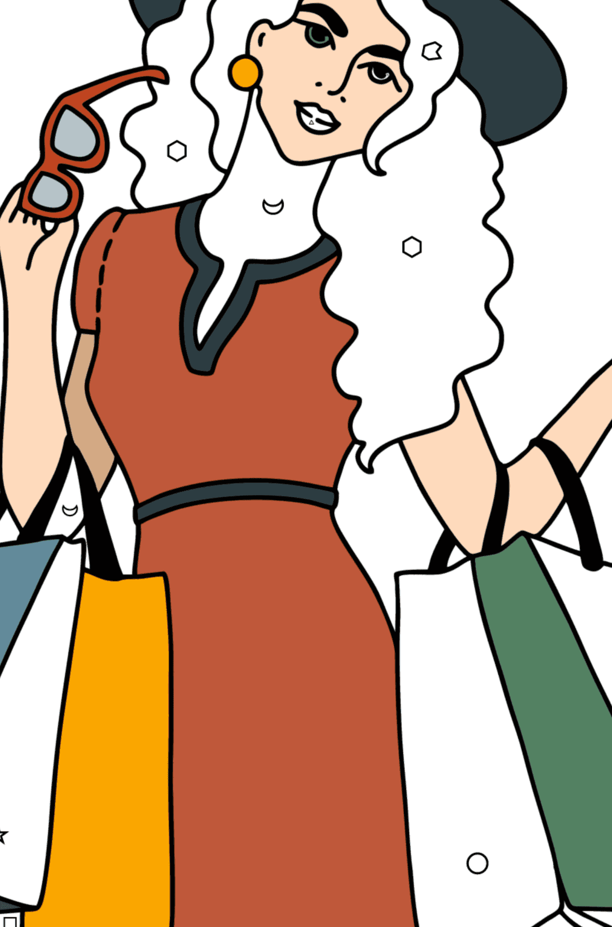 Раскраска Шопинг - Картинка высокого качества для Детей