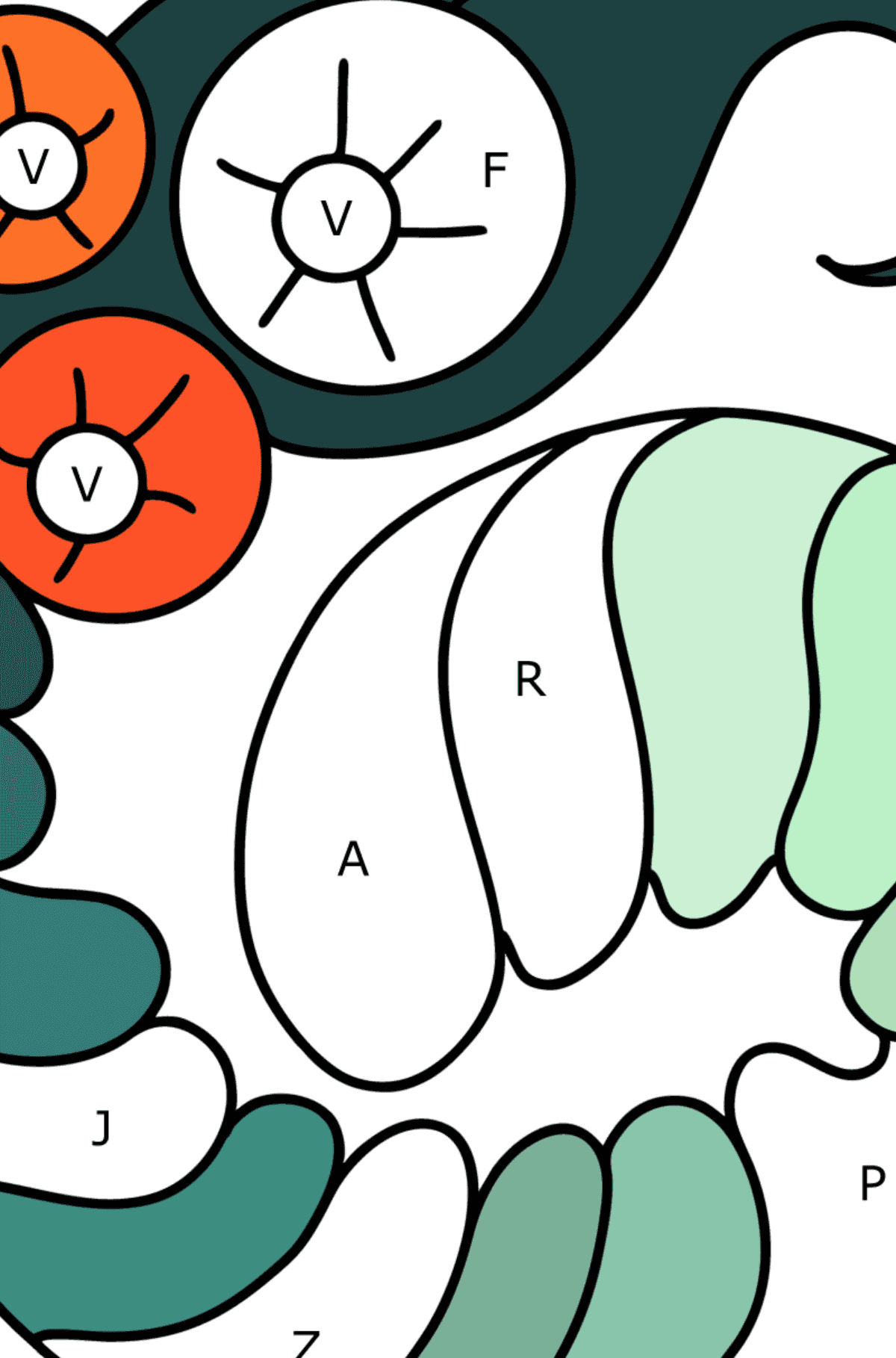 Coloriage Art abstrait - Coloriage par Lettres pour les Enfants