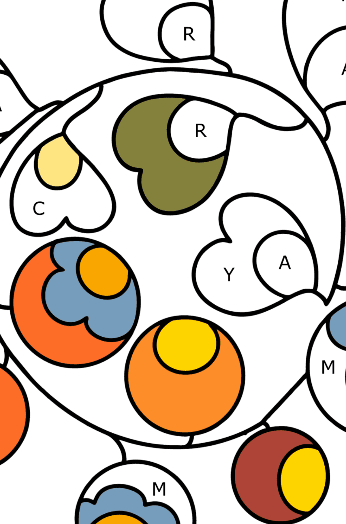 Coloriage - Art abstrait de griffonnage - Coloriage par Lettres pour les Enfants