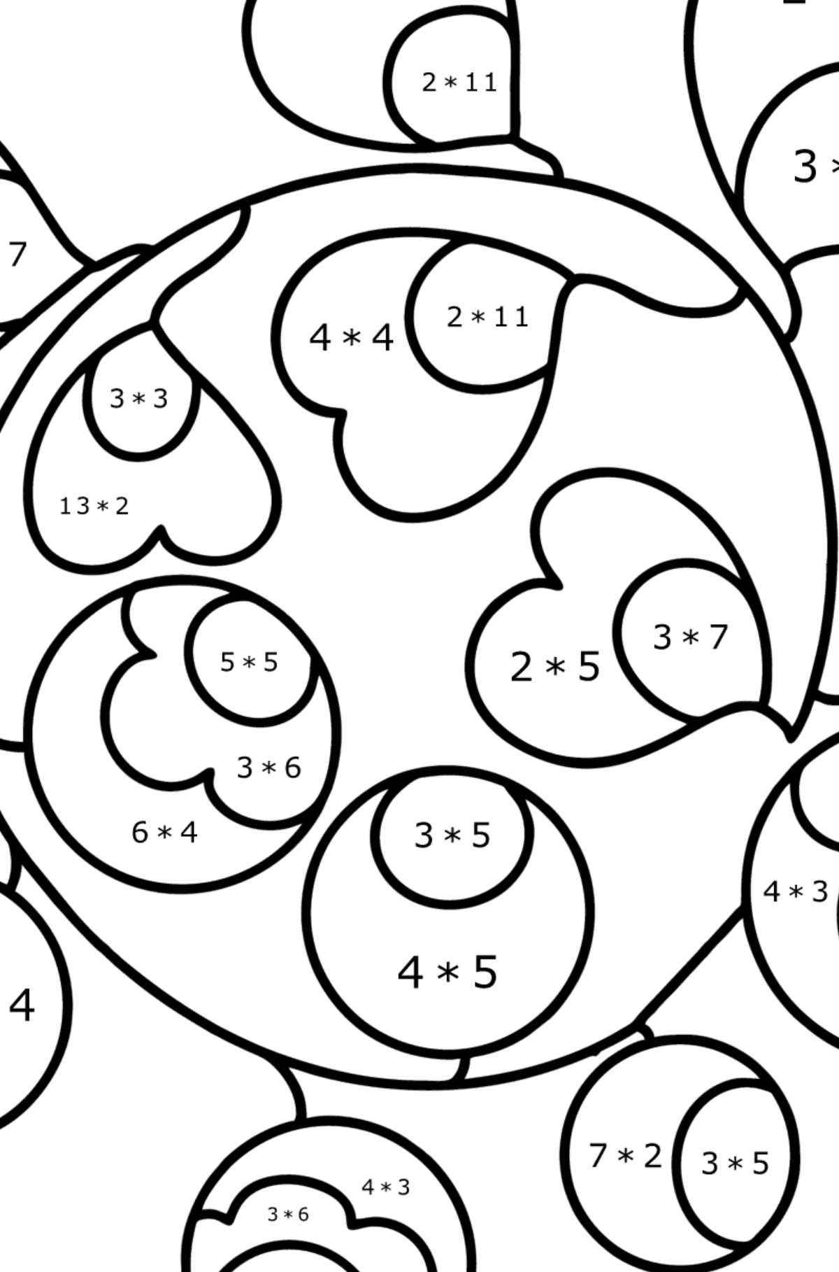 Tegning til farvning feriemønstre - Matematisk farvelægning side -- Multiplikation for børn