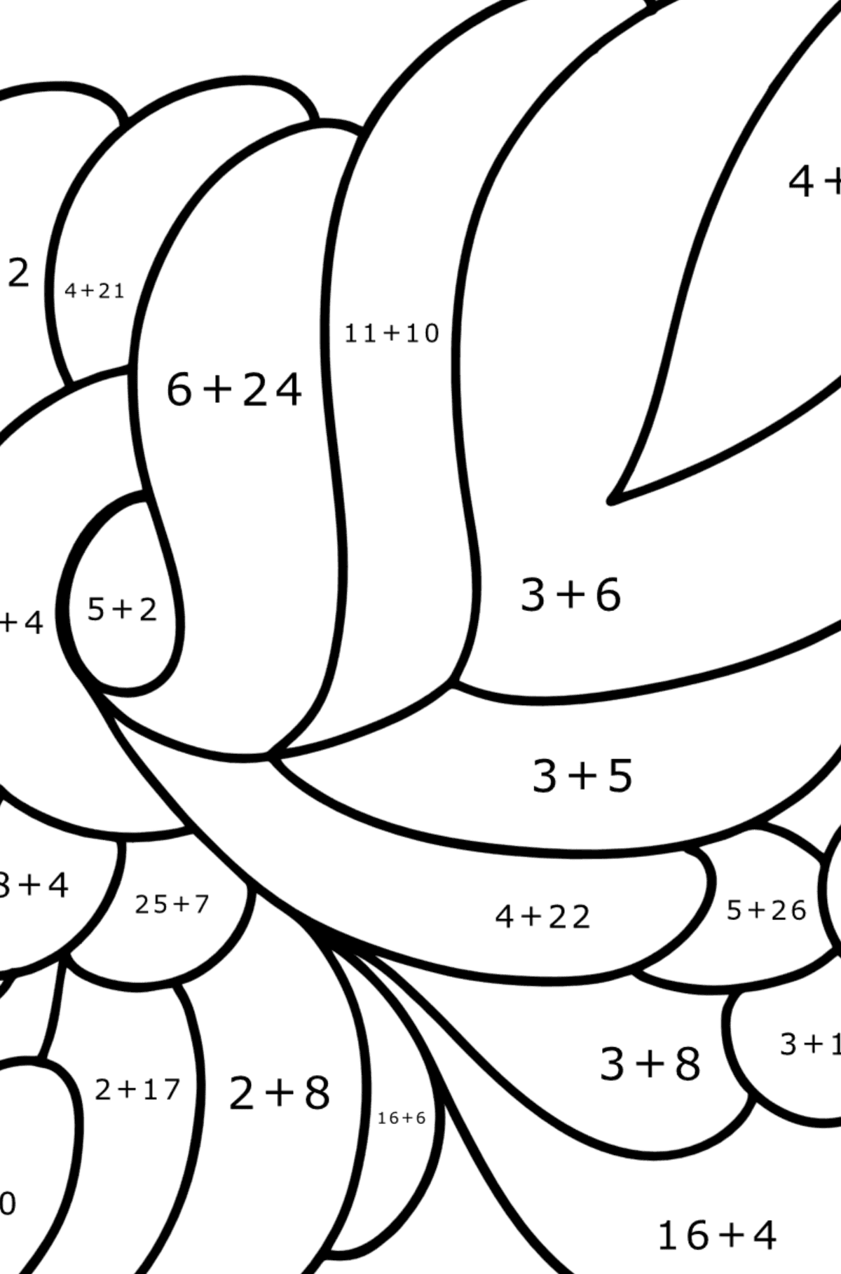 Розмальовка Ультра розслаблююча квітка - Математична Розмальовка Додавання для дітей