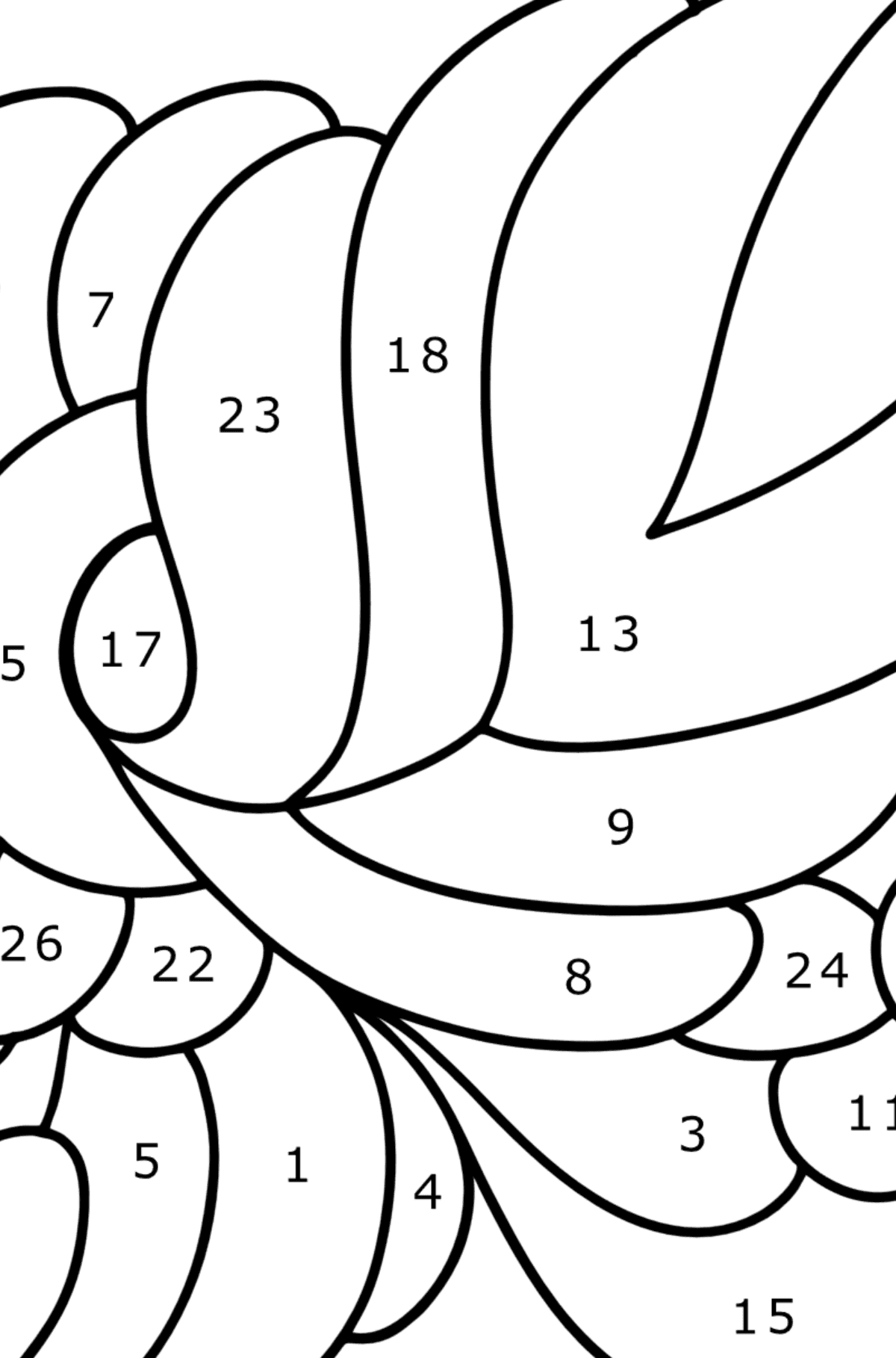 Ausmalbild Ultra entspannende Blume - Malen nach Zahlen für Kinder