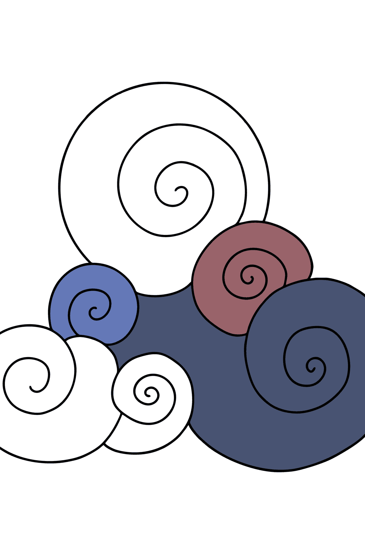 Desenho para colorir de nuvens Zen simples - Imagens para Colorir para Crianças