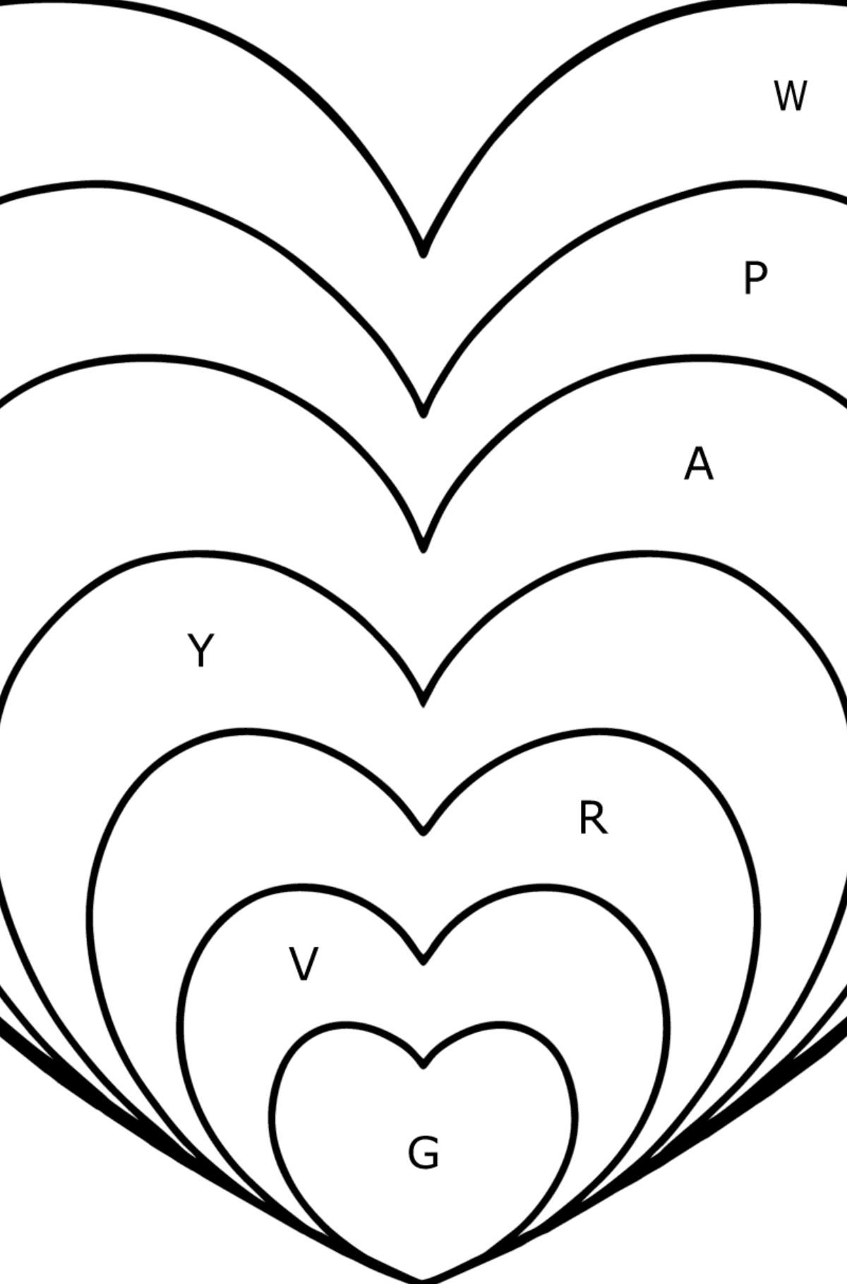 Simple Zen heart coloring page - Coloring by Letters for Kids