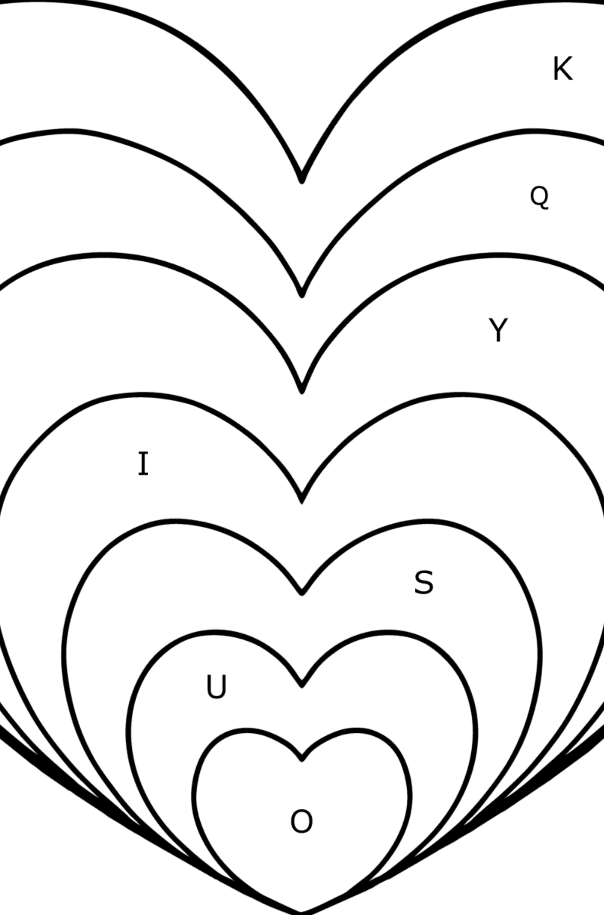 Målarbild Zen stil hjärta - Färgläggning av bokstäver För barn