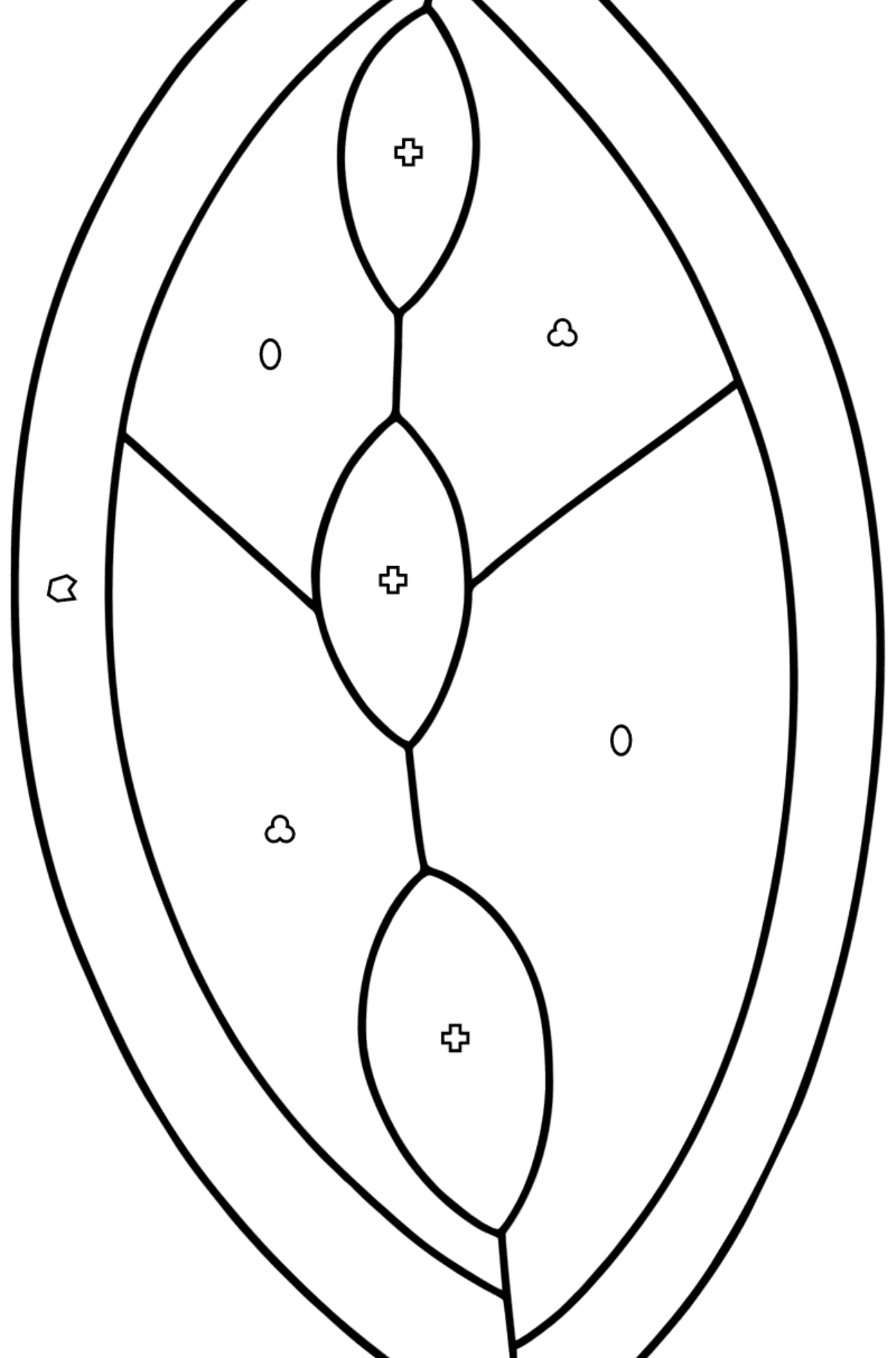Målarbild Löv i ZEN-stil - Färgläggning av geometriska former För barn