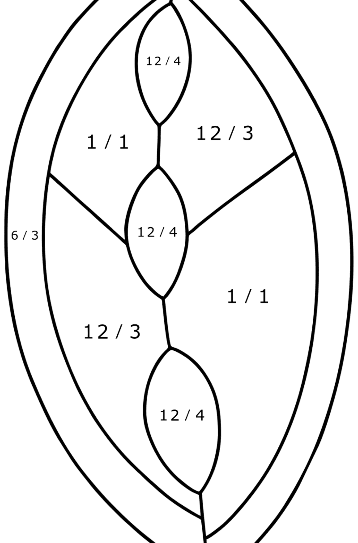 Målarbild Löv i ZEN-stil - Matematik Färgläggning - Division För barn