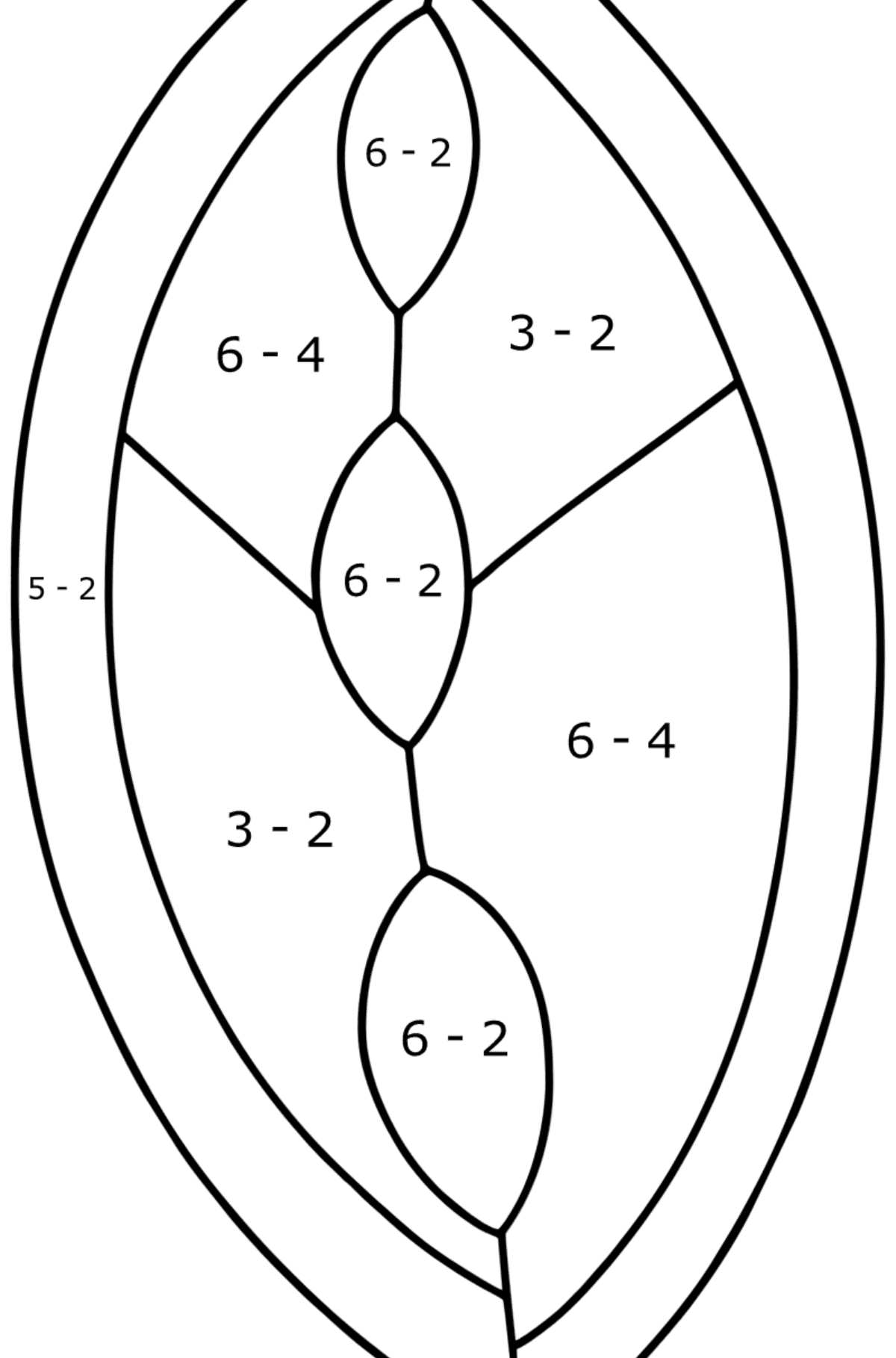 Mewarnai gambar Daun gaya ZEN - Pewarnaan Matematika: Pengurangan untuk anak-anak
