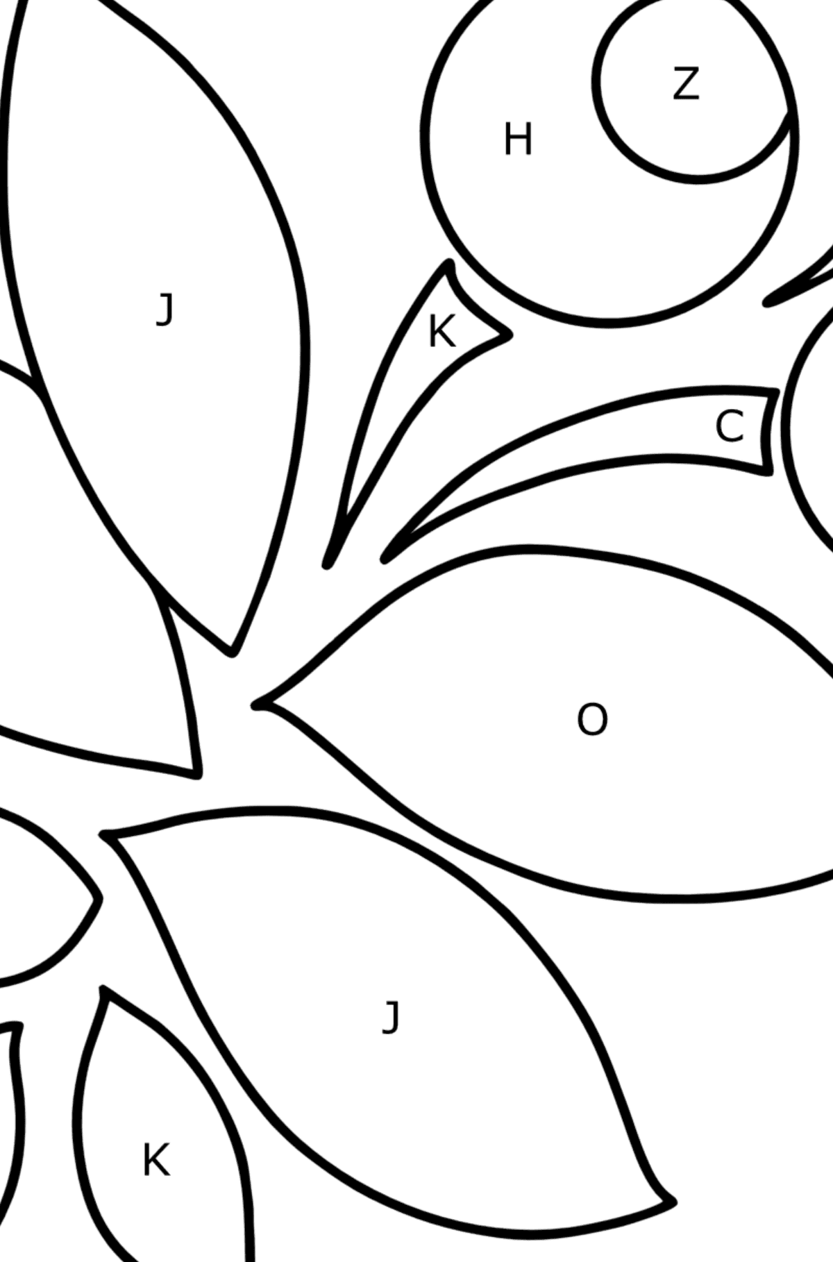 Ausmalbild Zentangle Art - Ausmalen nach Buchstaben für Kinder
