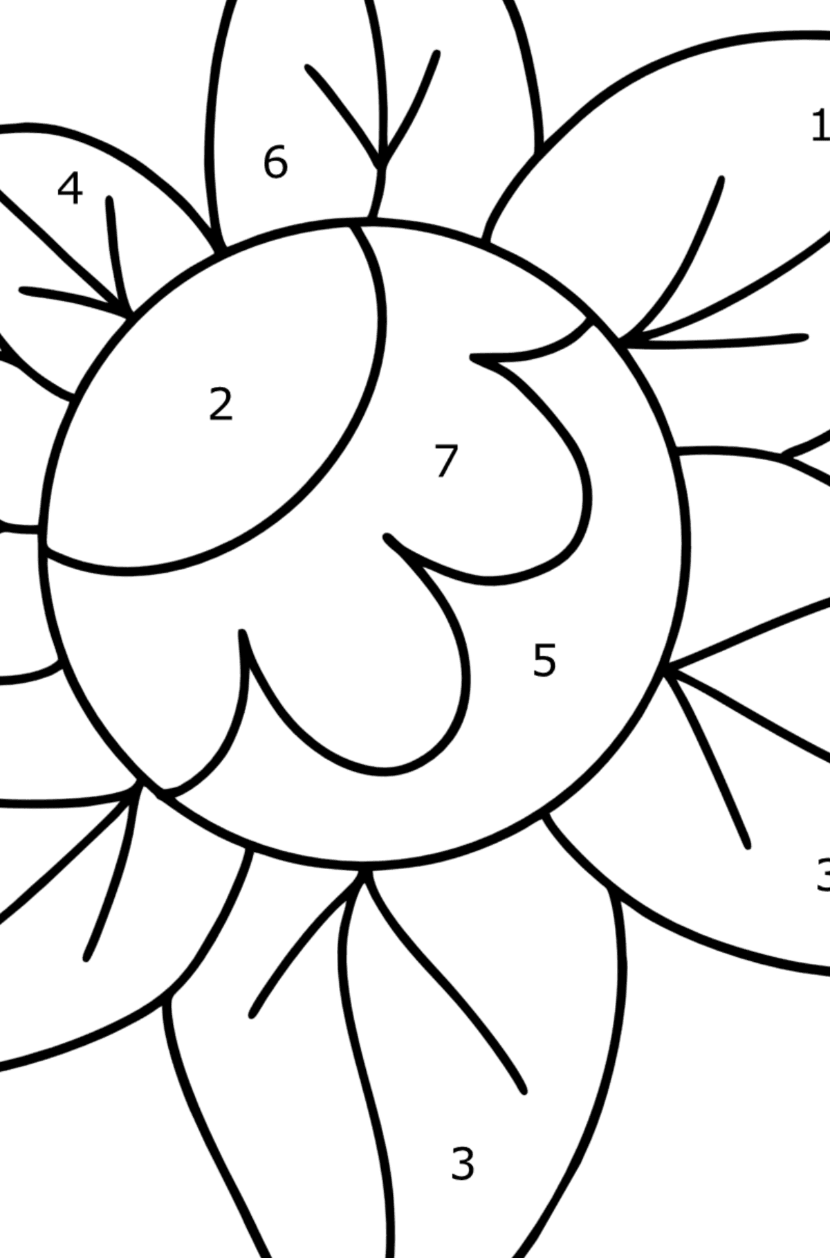 Ausmalbild Zentangle Art Blume - Malen nach Zahlen für Kinder