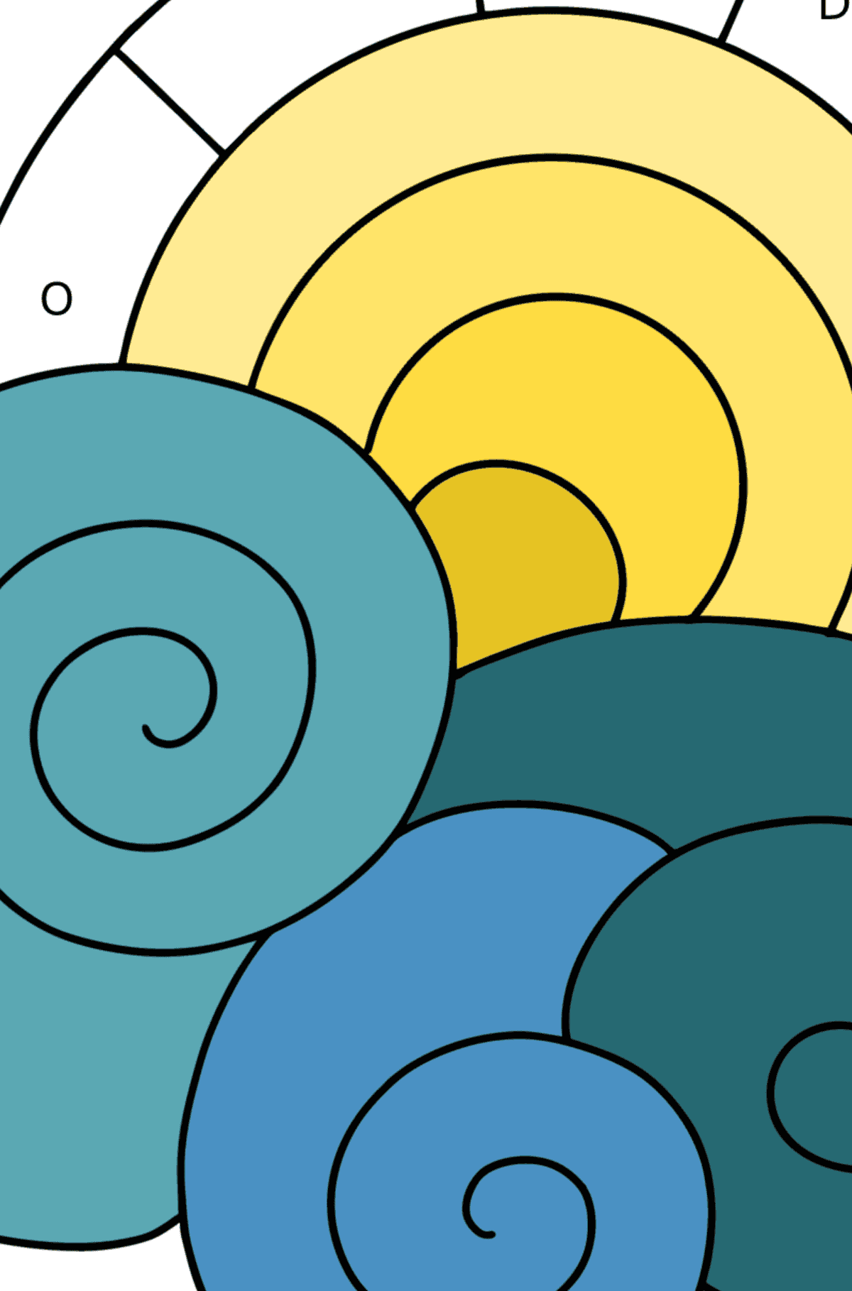 Disegno di Nuvole Zentangle da colorare - Colorare per lettere per bambini