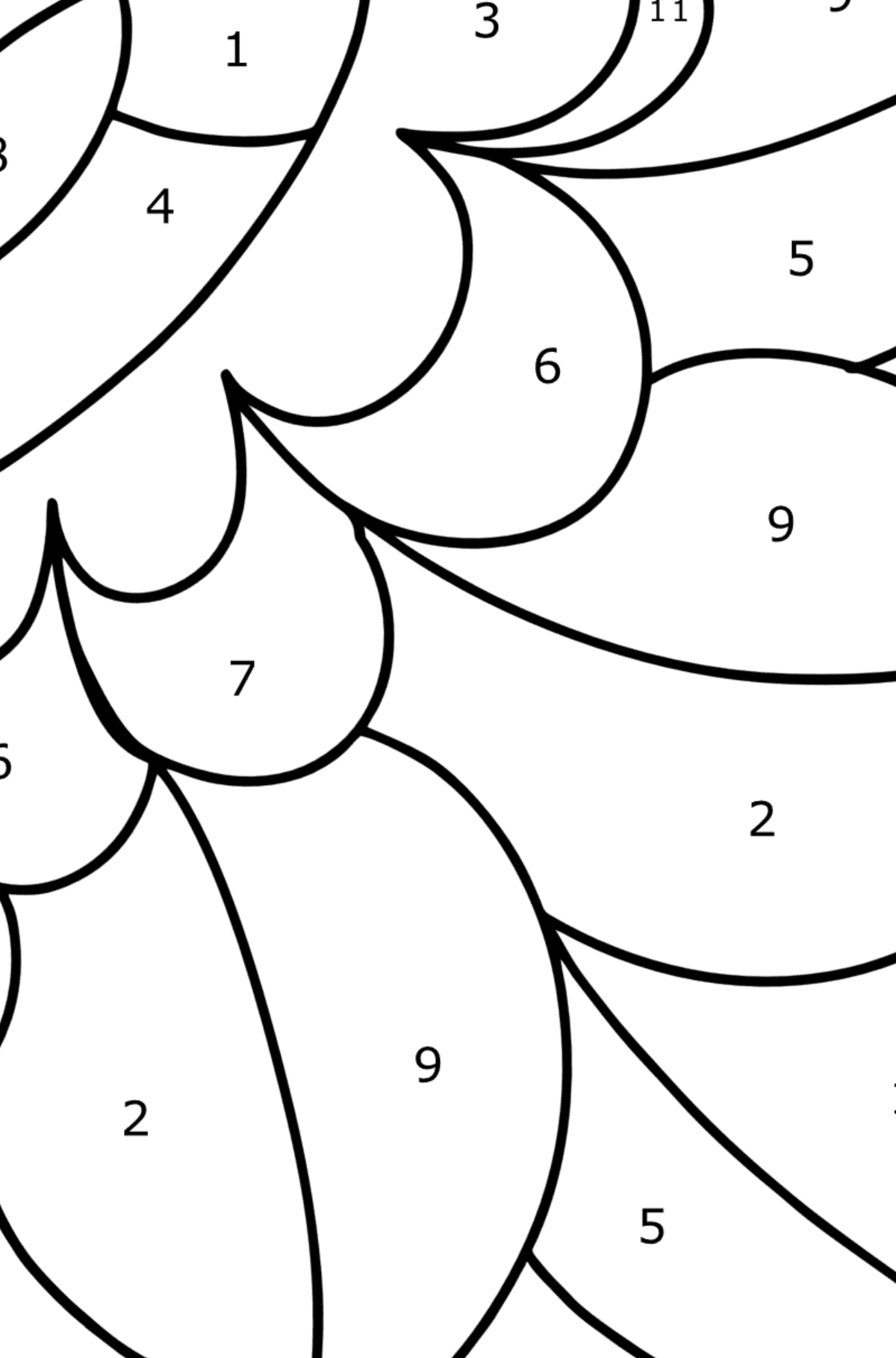 Ausmalbild Zentangle Blumenmuster - Malen nach Zahlen für Kinder