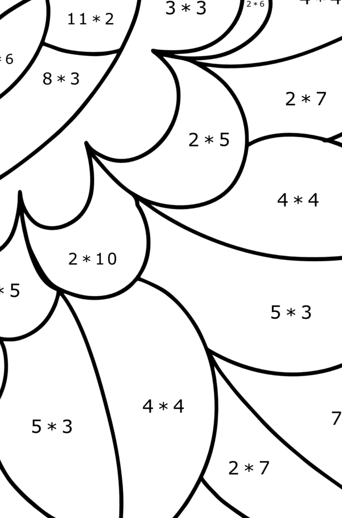 Målarbild vackert blommönster - Matematik Färgläggning - Multiplikation För barn