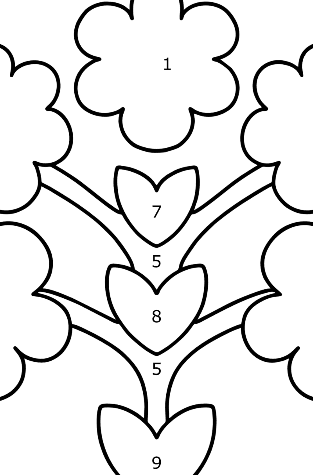 Розмальовки Мистецтво квітів Zentangle для дітей - Розмальовки за номерами для дітей