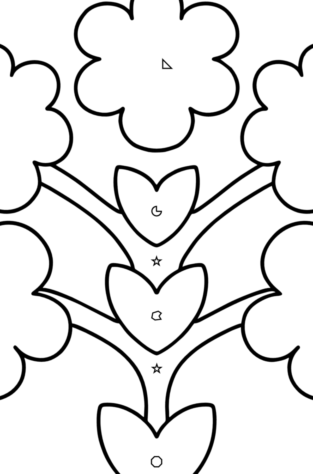 Zentangle Art flower coloring pages for kids - Coloring by Geometric Shapes for Kids