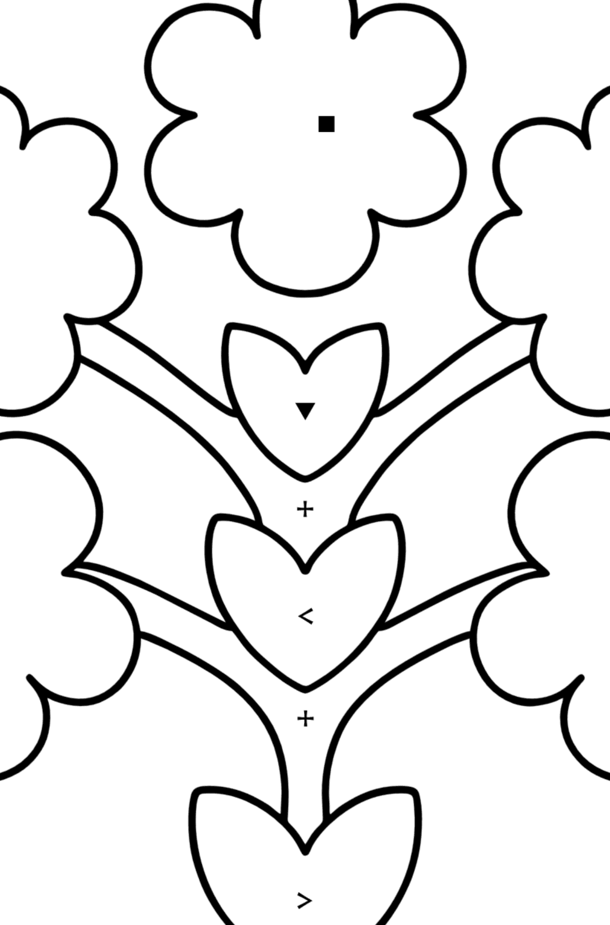 Zentangle Art flower coloring pages for kids - Coloring by Symbols for Kids