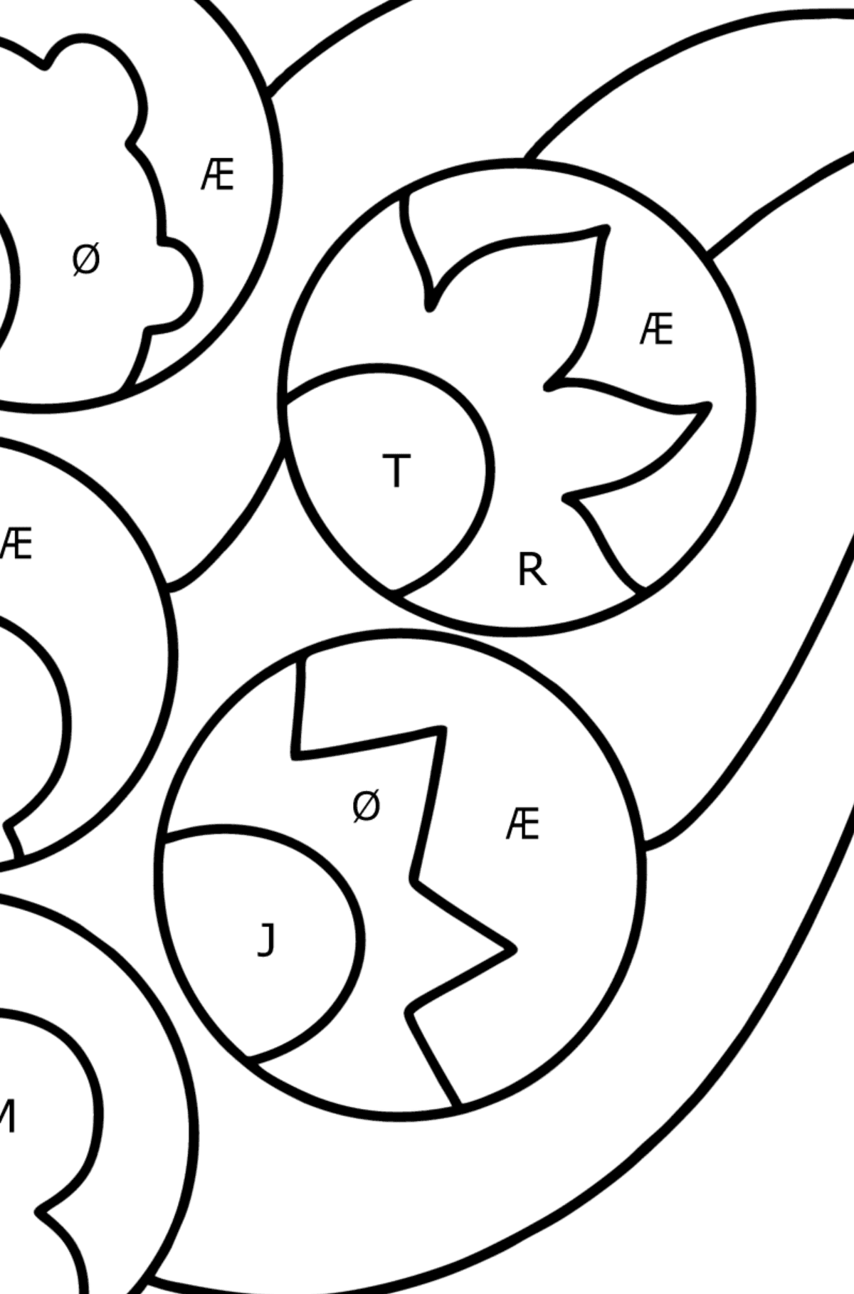 Tegning til farvning Zentangle - Farvelægning af brevene for børn