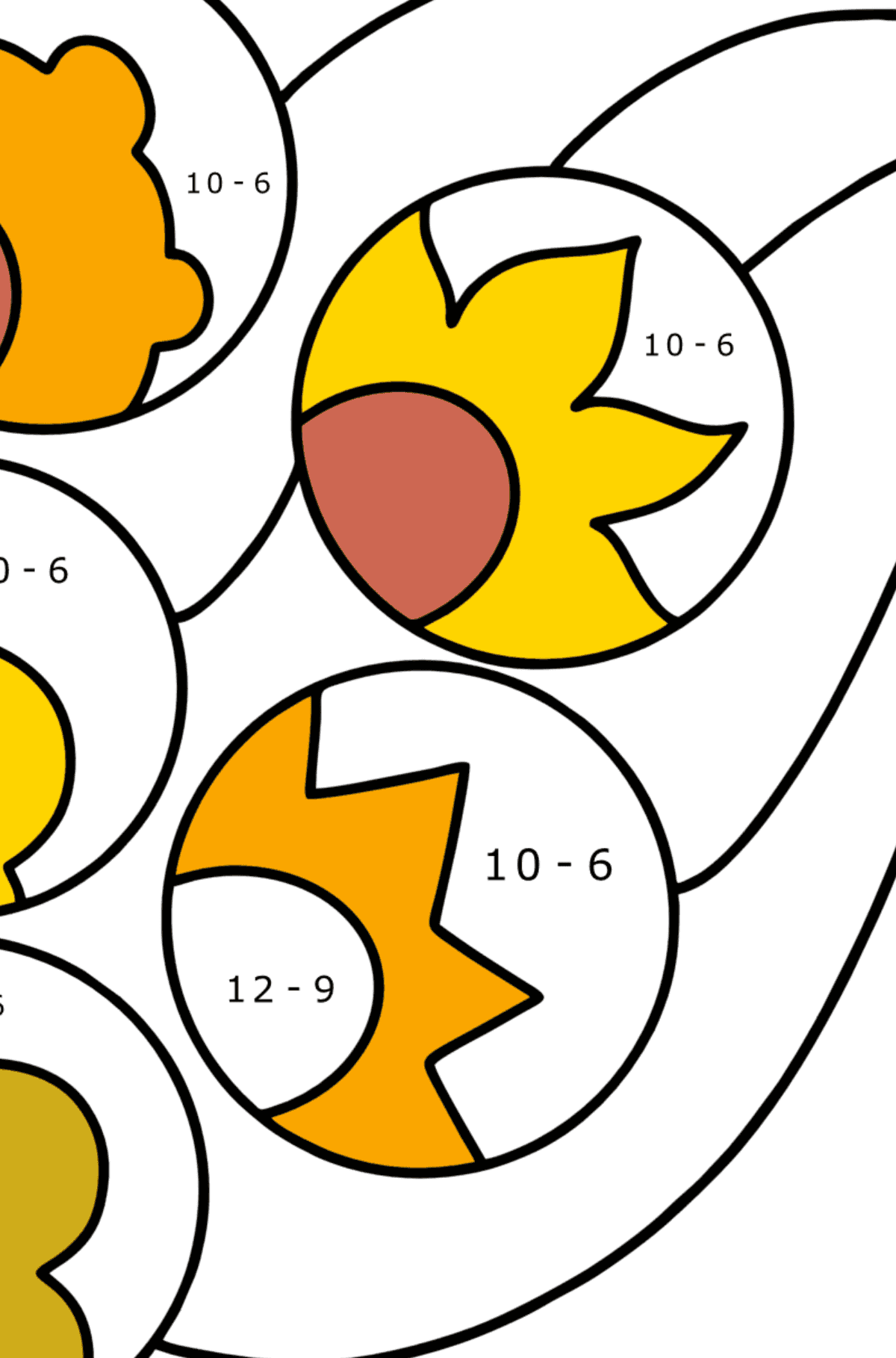 Ausmalbild Zentangle inspiriert - Mathe Ausmalbilder - Subtraktion für Kinder