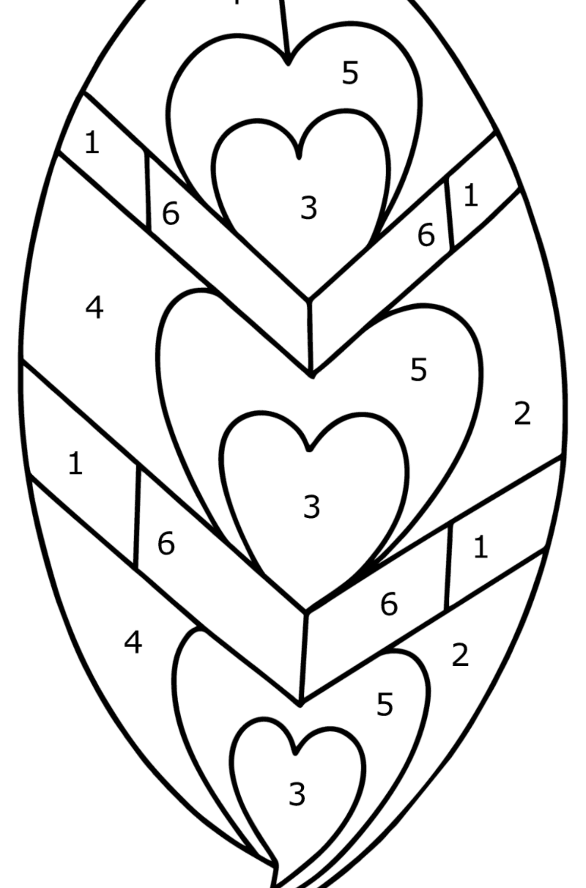 Ausmalbild Zentangle Blatt - Malen nach Zahlen für Kinder