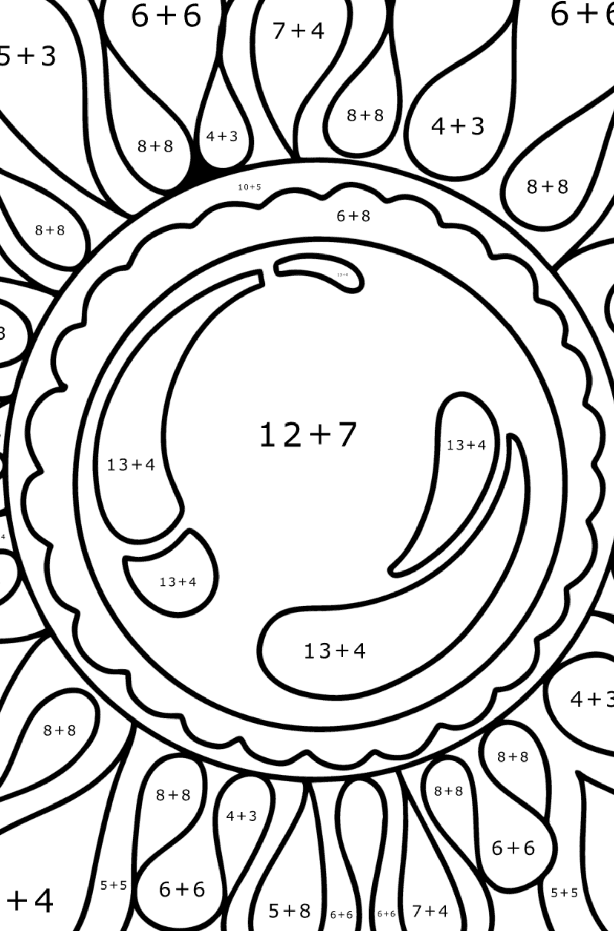 Zentangle Mirror coloring page - Math Coloring - Addition for Kids