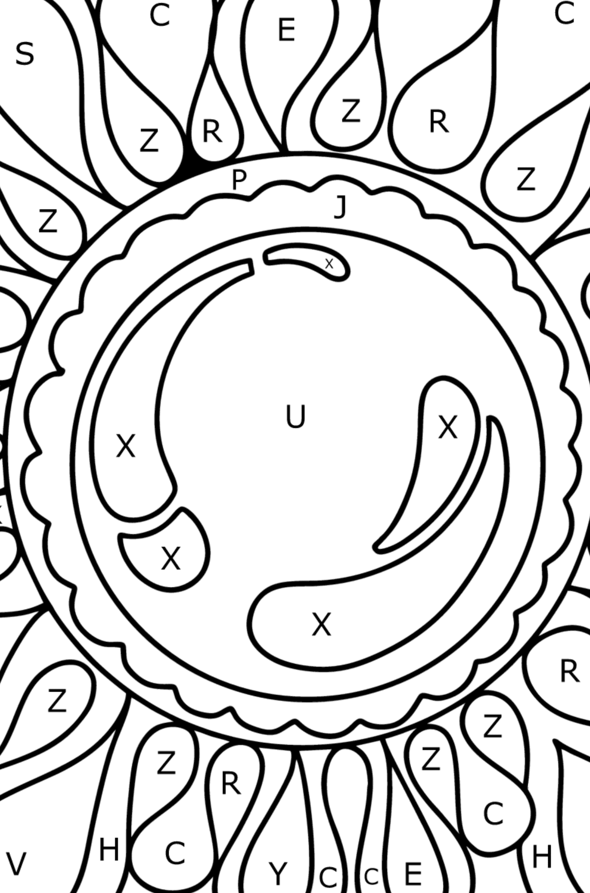 Zentangle Mirror coloring page - Coloring by Letters for Kids