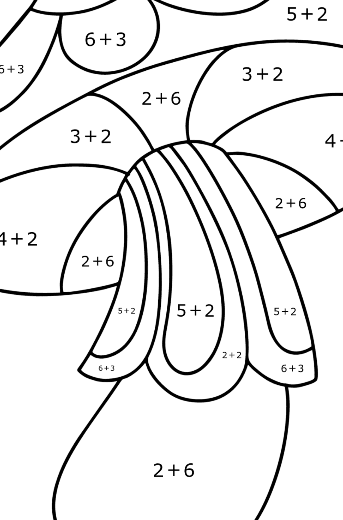 Розмальовка з грибами дзентангл - Математична Розмальовка Додавання для дітей