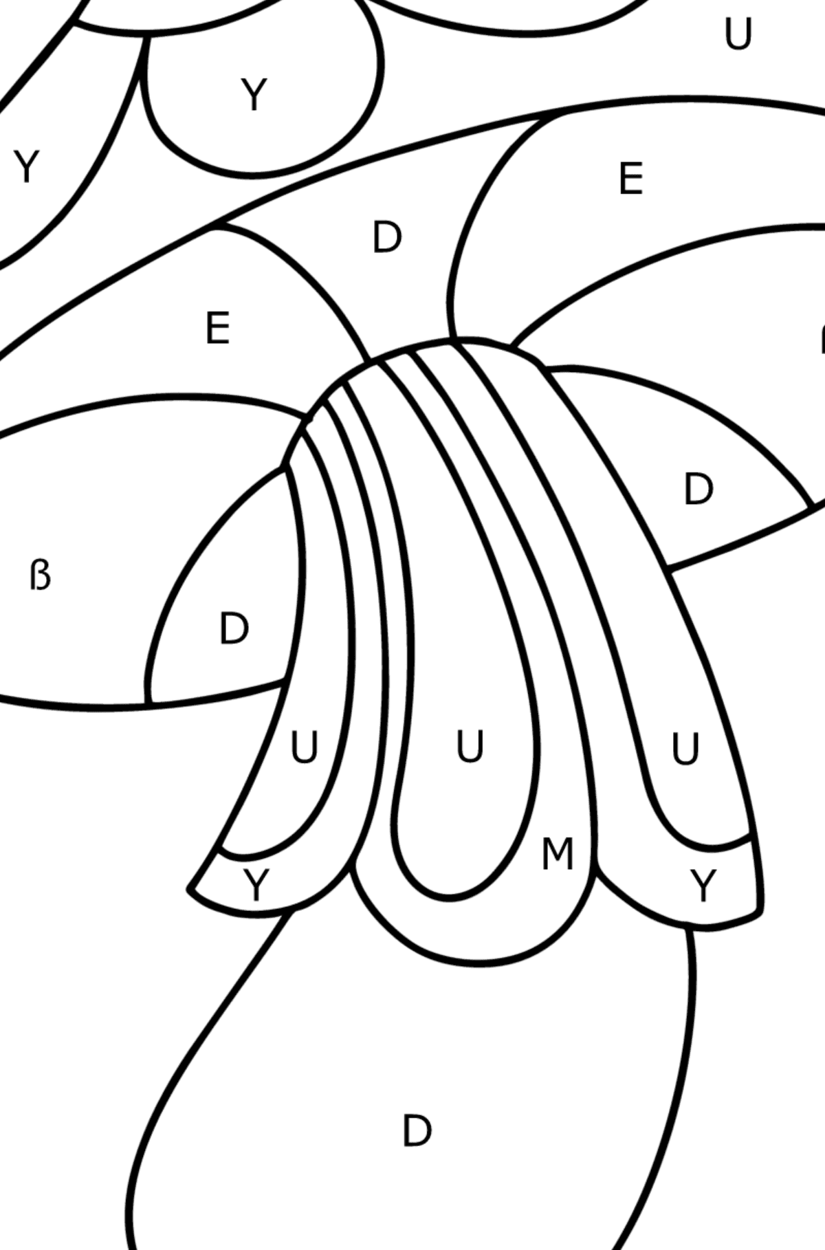 Ausmalbild Zentangle Pilz - Ausmalen nach Buchstaben für Kinder