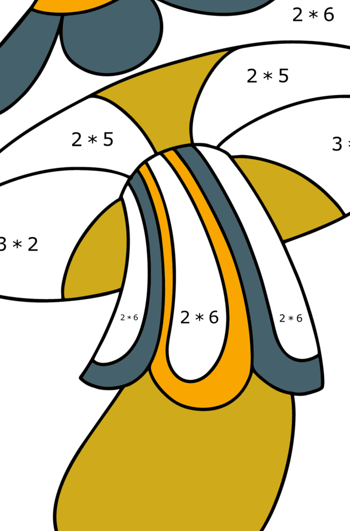 Розмальовка з грибами дзентангл - Математична Розмальовка Множення для дітей