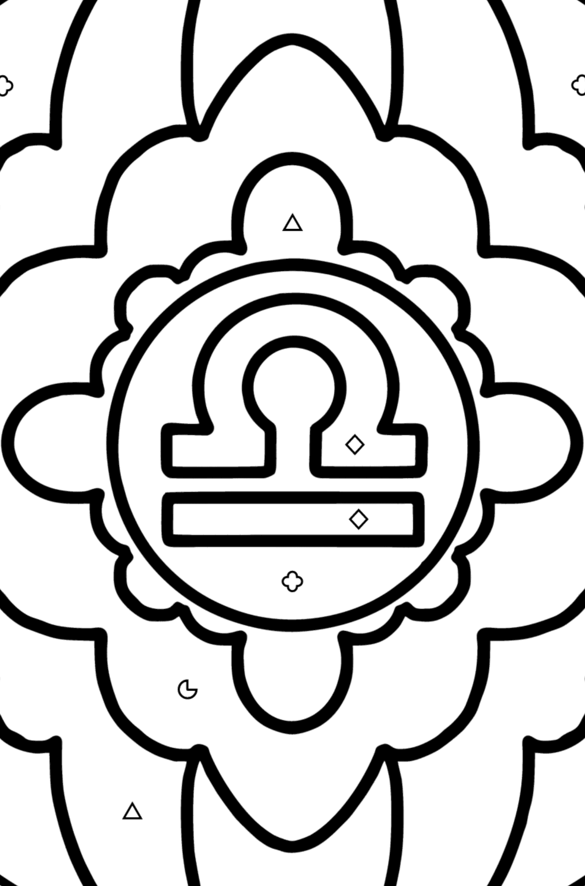 Coloring page - zodiac sign Libra - Coloring by Geometric Shapes for Kids