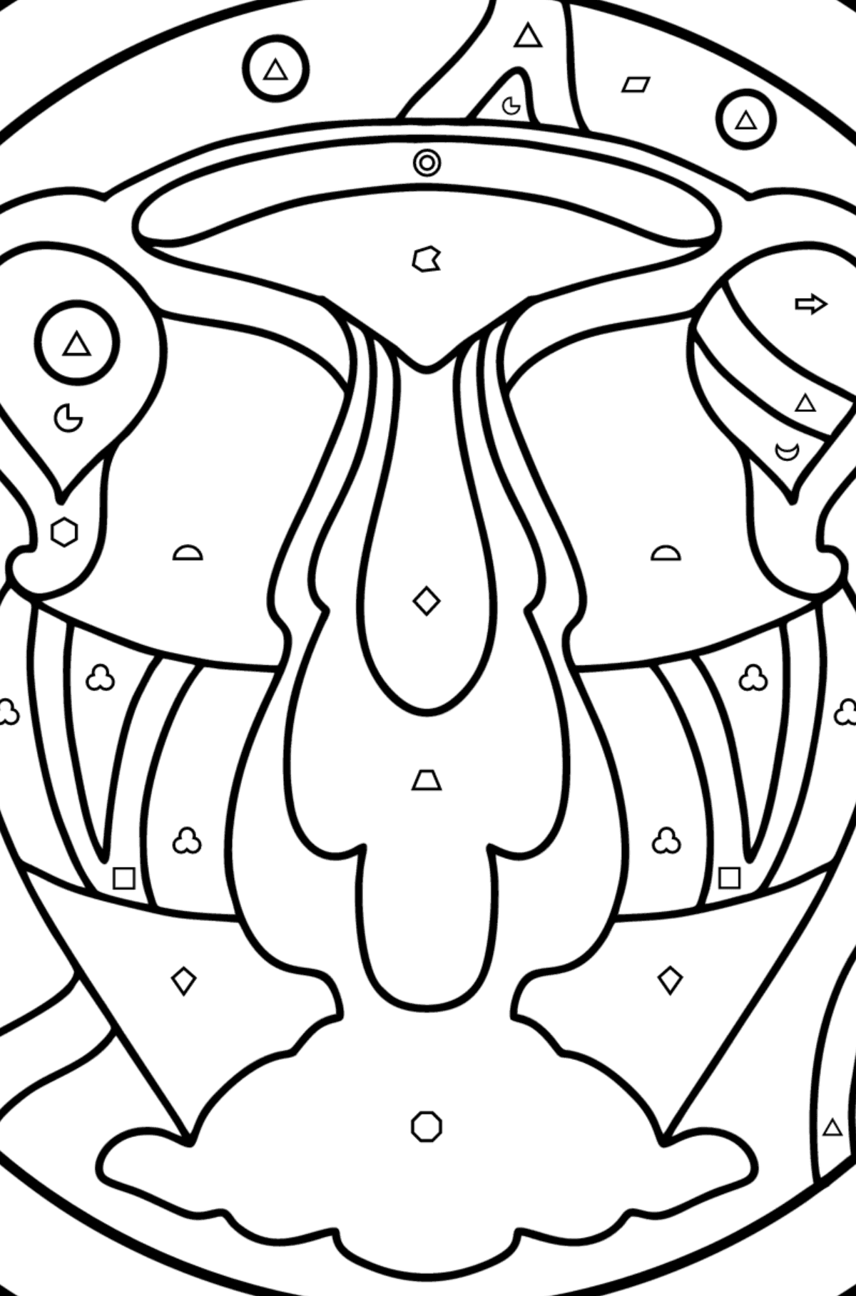 Coloring page for kids - zodiac sign Aquarius - Coloring by Geometric Shapes for Kids