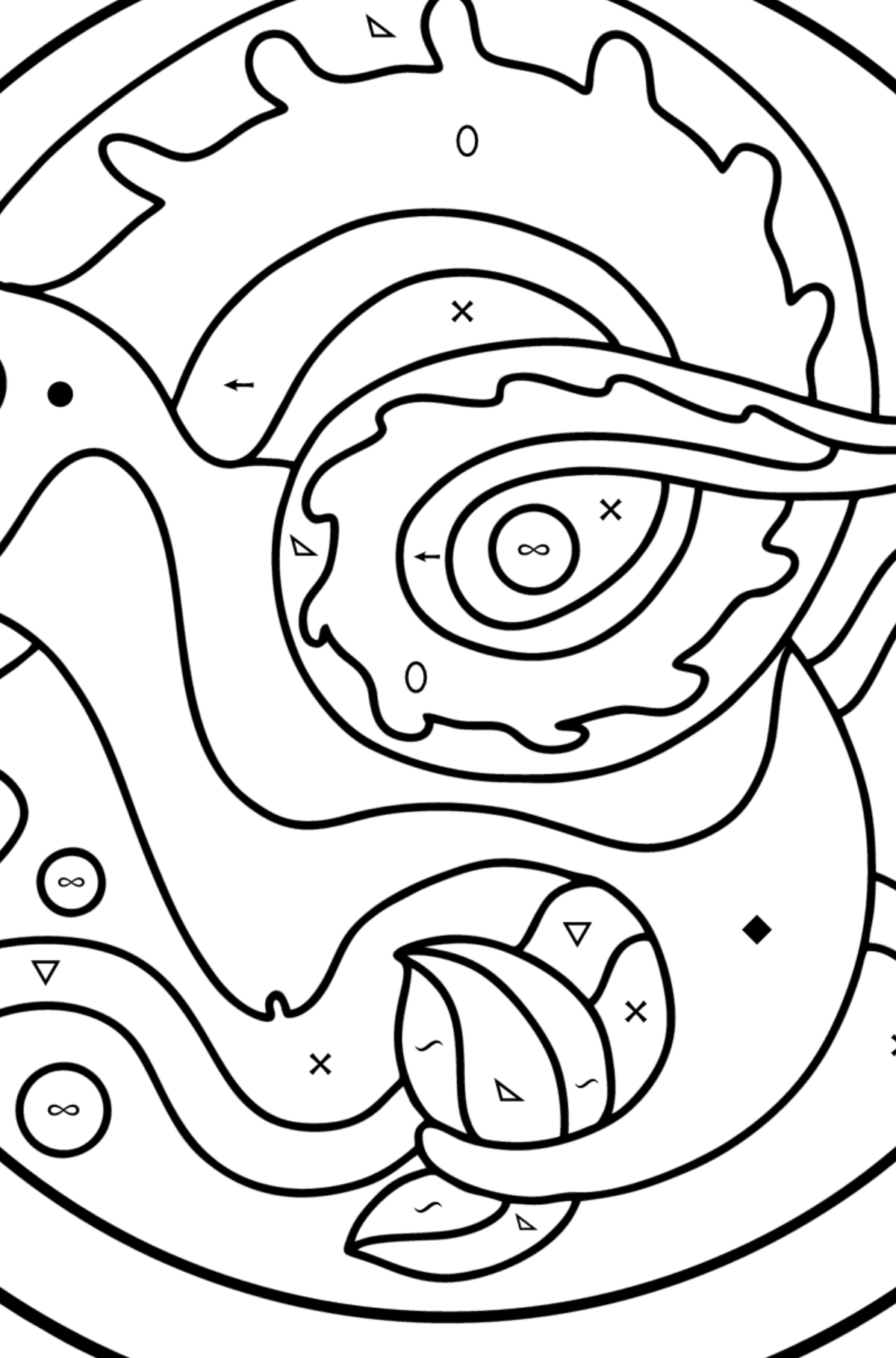 Coloring page for kids - Capricorn zodiac sign - Coloring by Symbols and Geometric Shapes for Kids