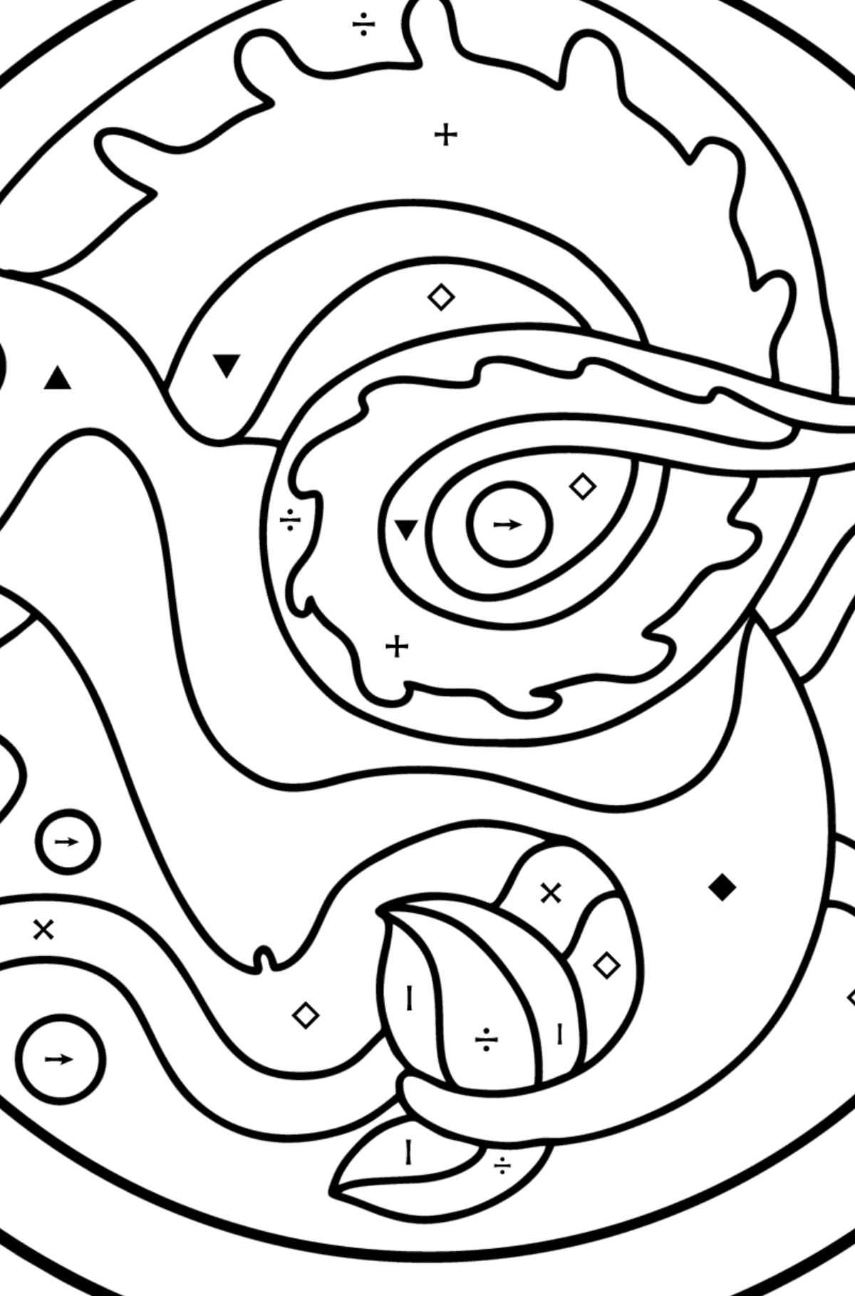 Coloring page for kids - Capricorn zodiac sign - Coloring by Symbols for Kids