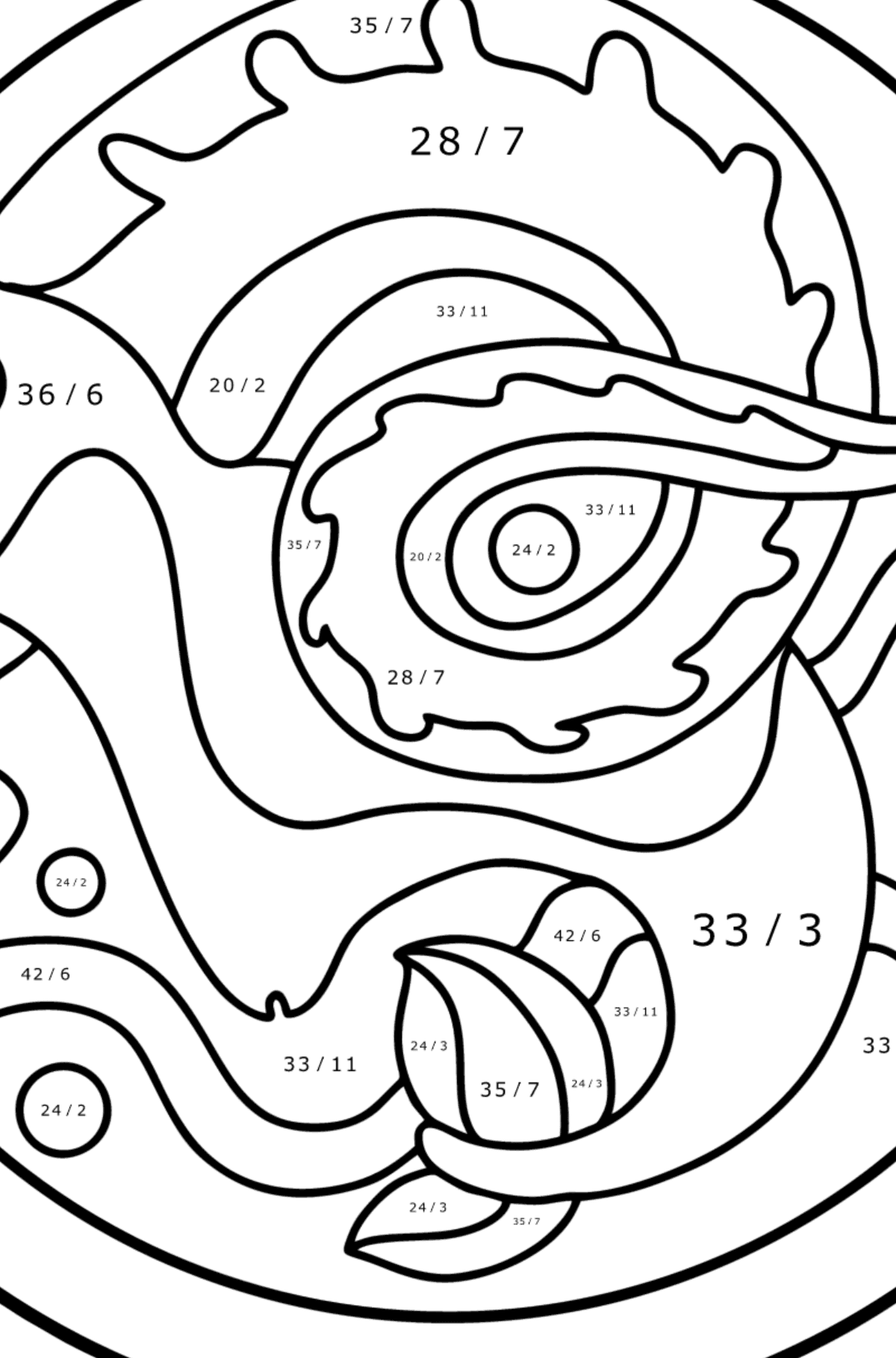 Coloring page for kids - Capricorn zodiac sign - Math Coloring - Division for Kids