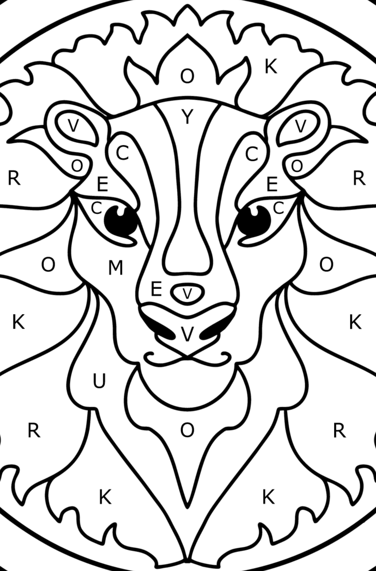 Coloring page for kids - zodiac sign Leo - Coloring by Letters for Kids
