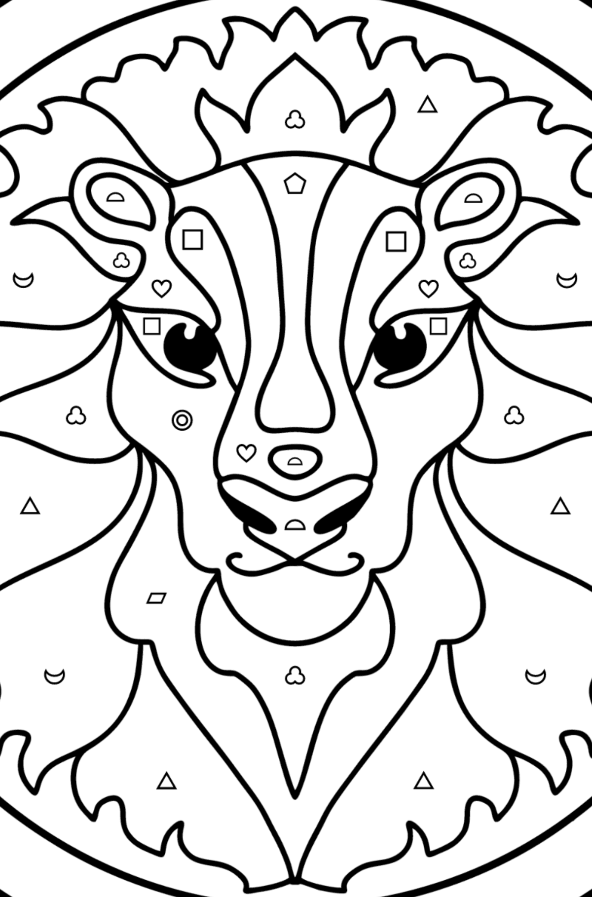 Coloring page for kids - zodiac sign Leo - Coloring by Geometric Shapes for Kids