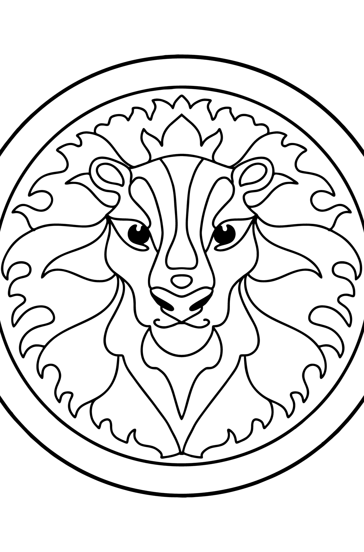 Раскраска знак зодиака Лев для детей - Картинки для Детей