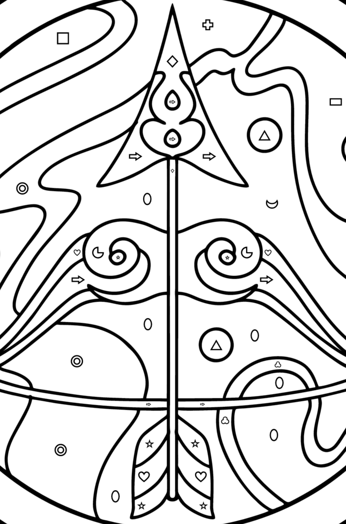 Coloring page for kids - zodiac sign Sagittarius - Coloring by Geometric Shapes for Kids