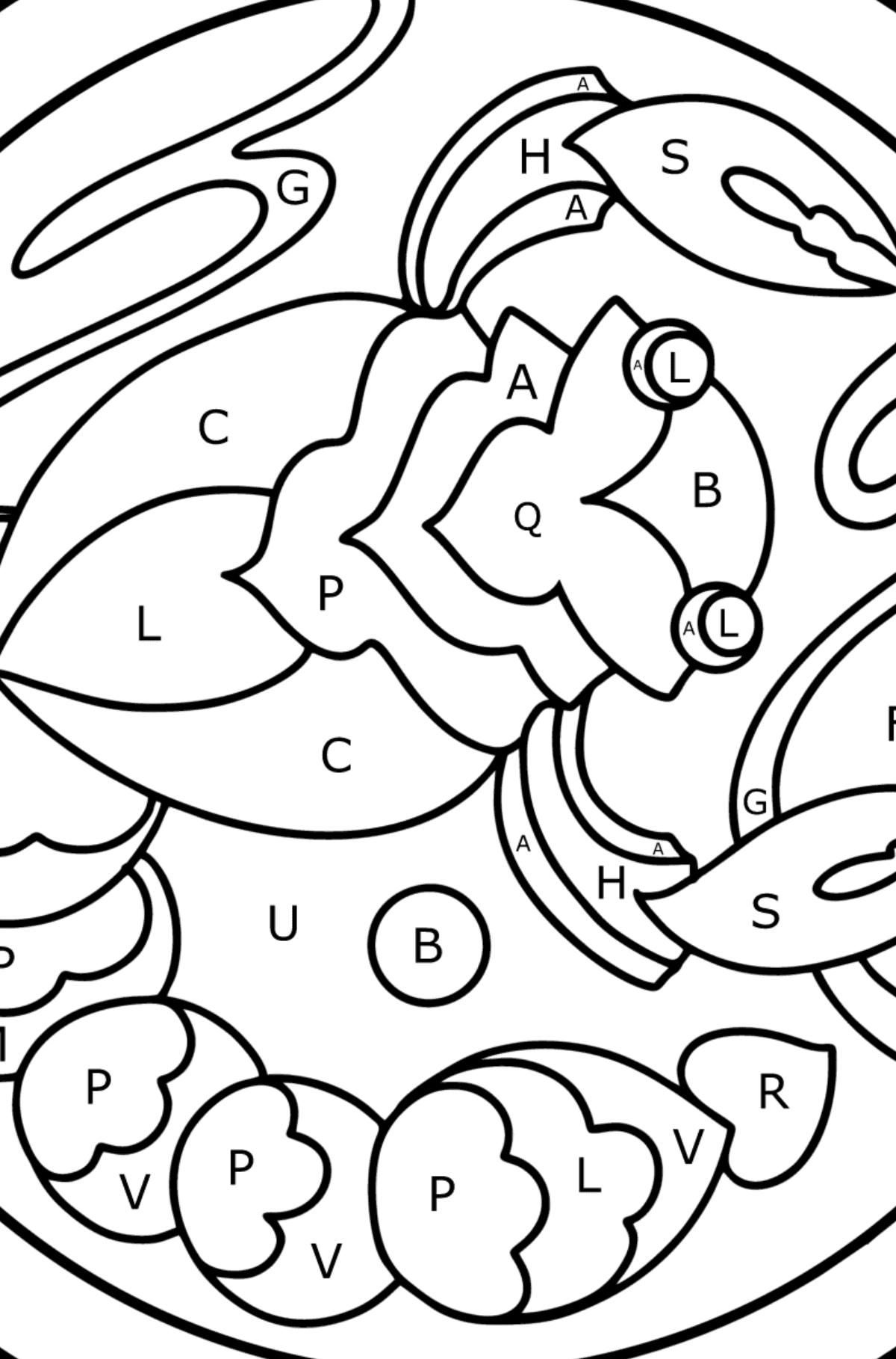 Coloring page for kids - zodiac sign Scorpio - Coloring by Letters for Kids