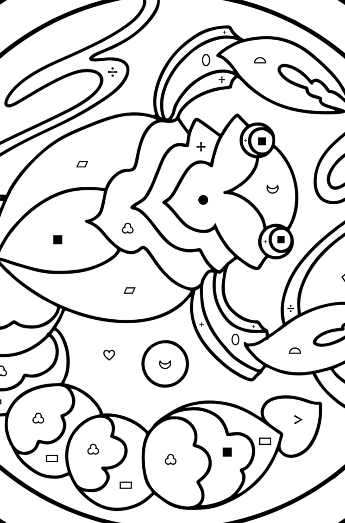Coloring page for kids - zodiac sign Scorpio - Coloring by Symbols and Geometric Shapes for Kids