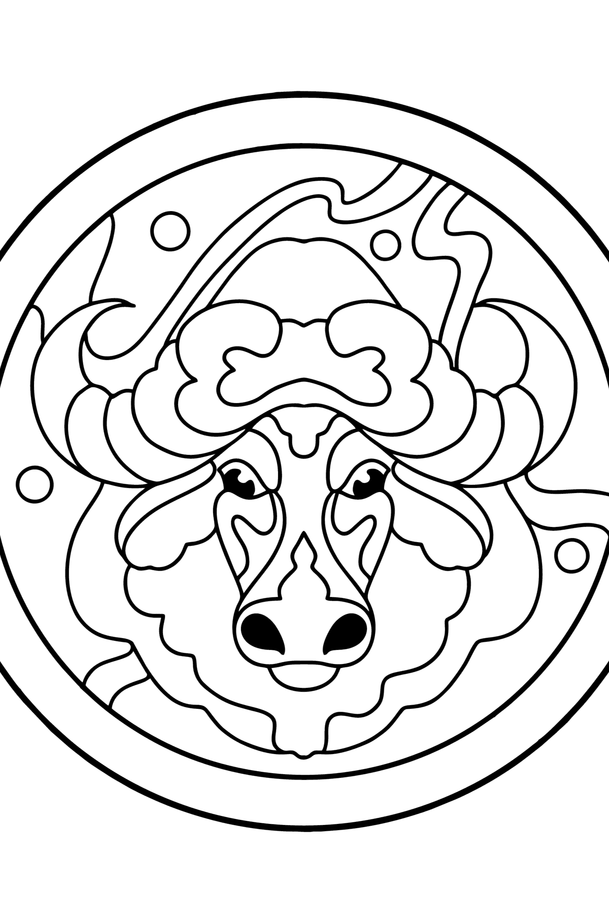 Coloring page for kids - zodiac sign Taurus - Coloring Pages for Kids