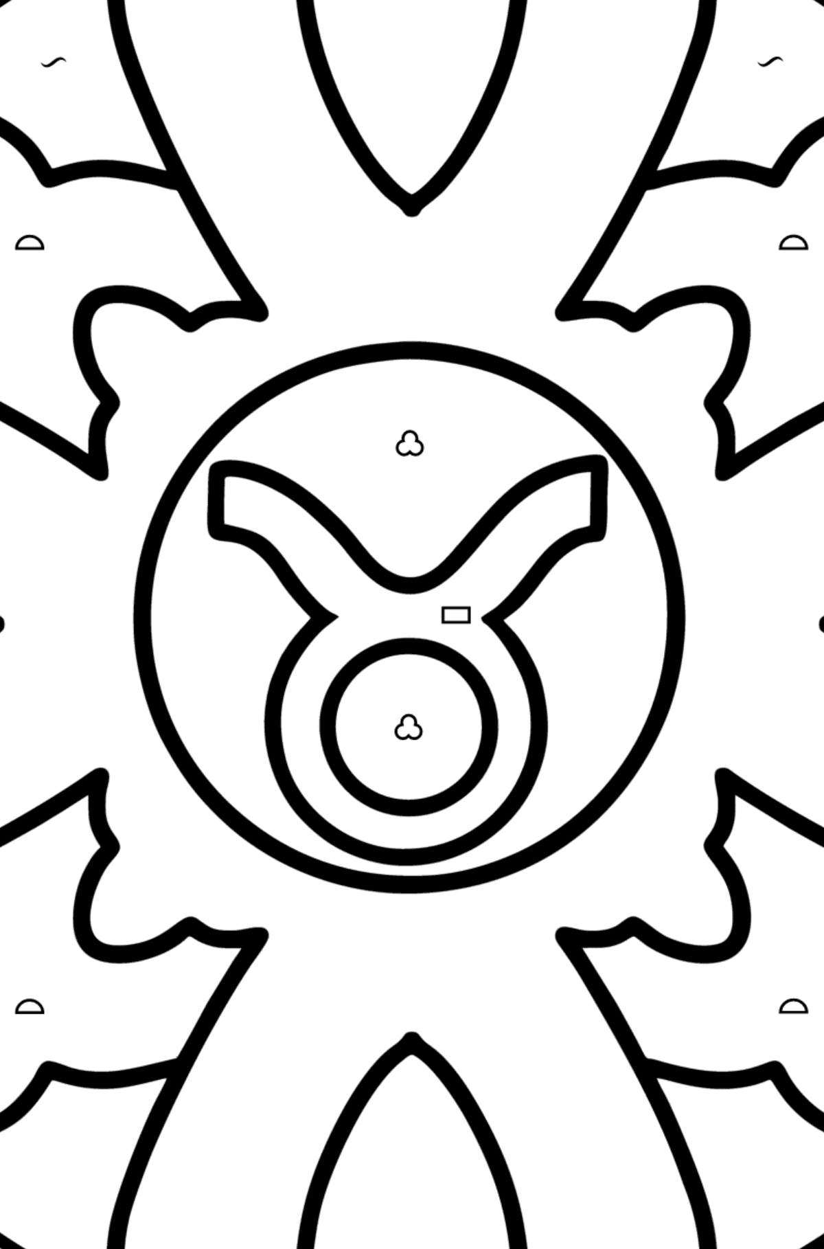 Tegning til farvning stjernetegn Tyren - farvelægning side efter symboler og geometriske former for børn