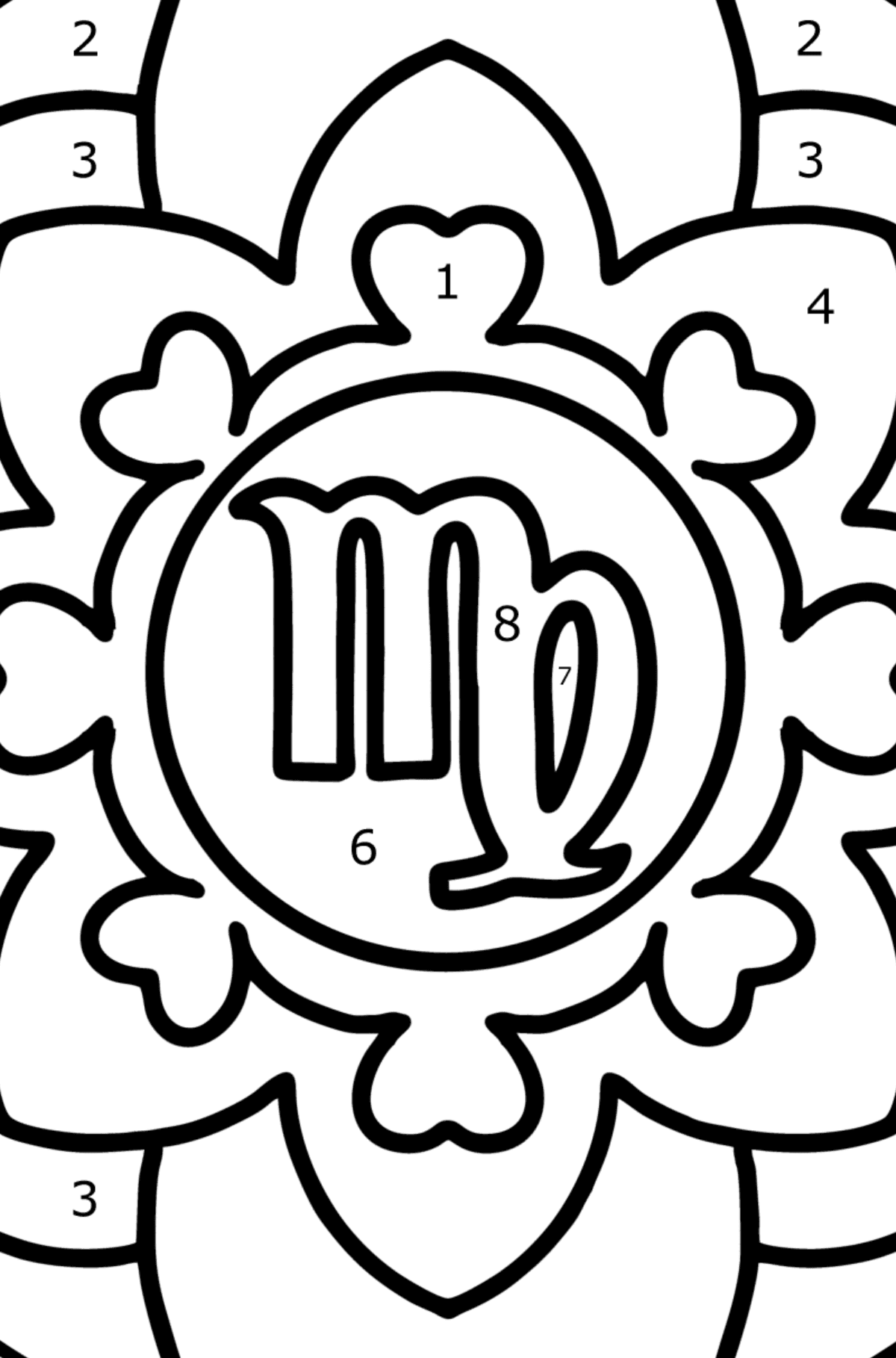 Coloring page - zodiac sign Virgo - Coloring by Numbers for Kids